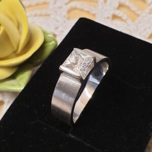 19,2 mm Silberring Ring Silber 925 Kristallstein klar quadratisch Vintage elegant SR1233
