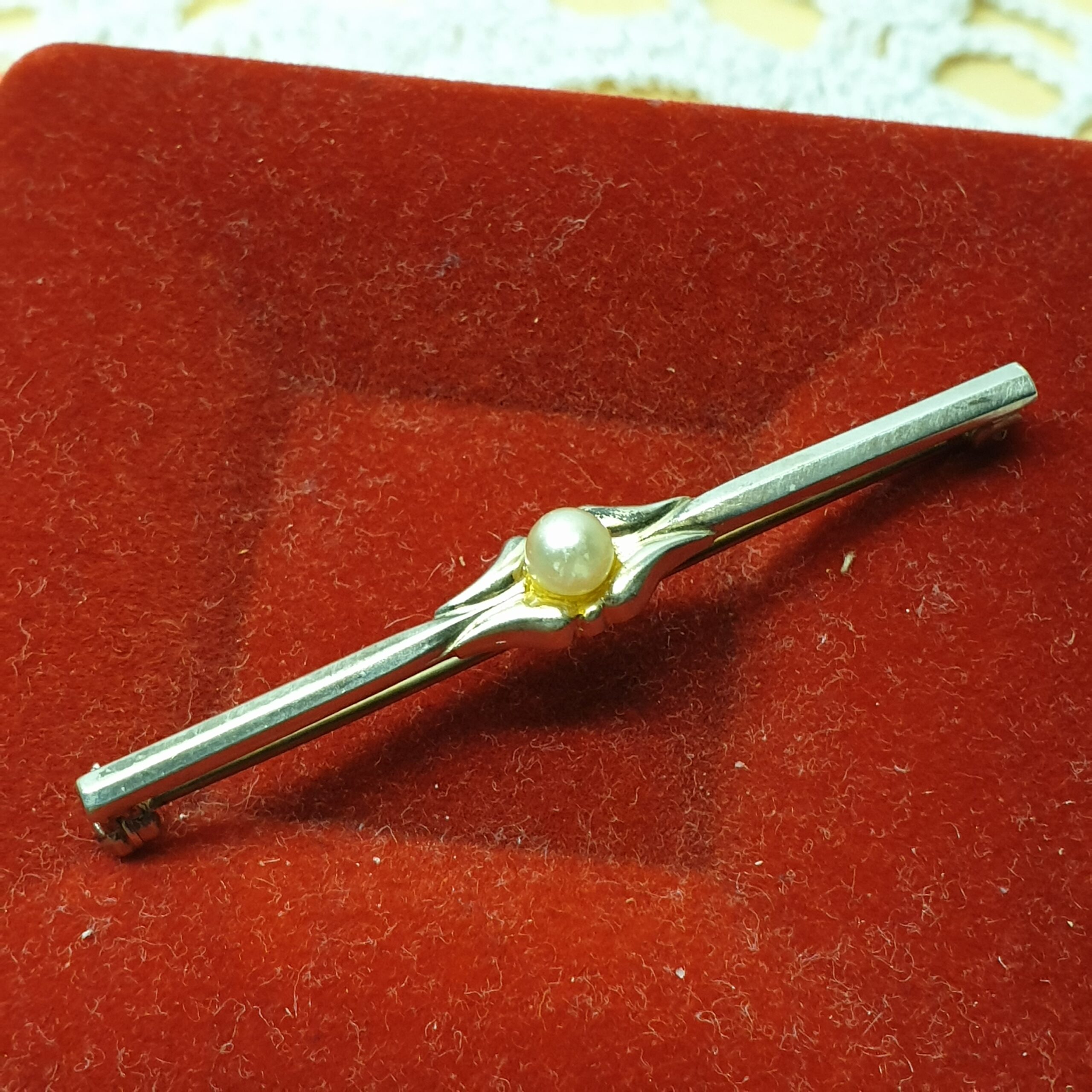 Nostalgische Silberbrosche Anstecknadel Brosche Silber 835 Perle Shabby Vintage SB482 – Bild 4