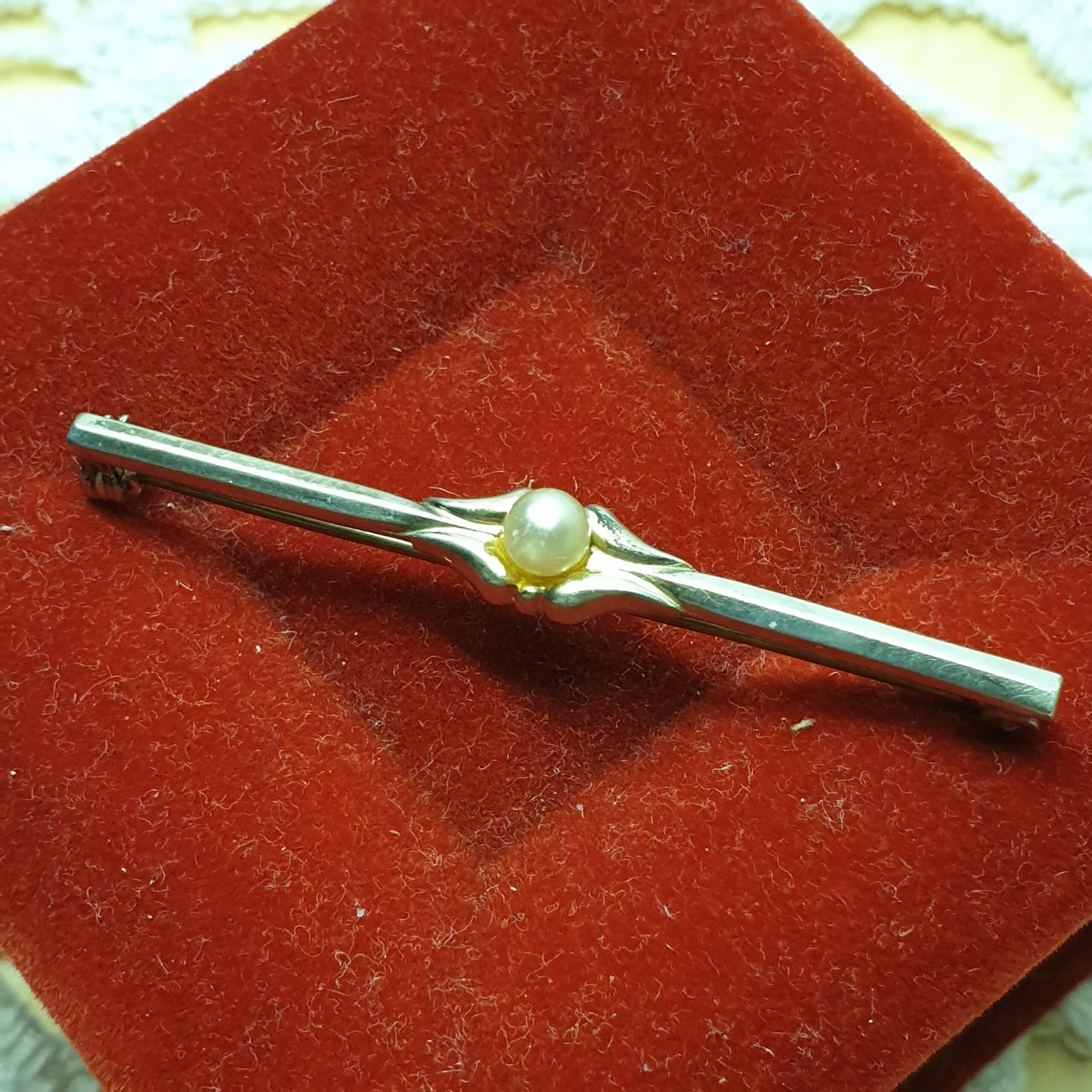 Nostalgische Silberbrosche Anstecknadel Brosche Silber 835 Perle Shabby Vintage SB482 – Bild 3