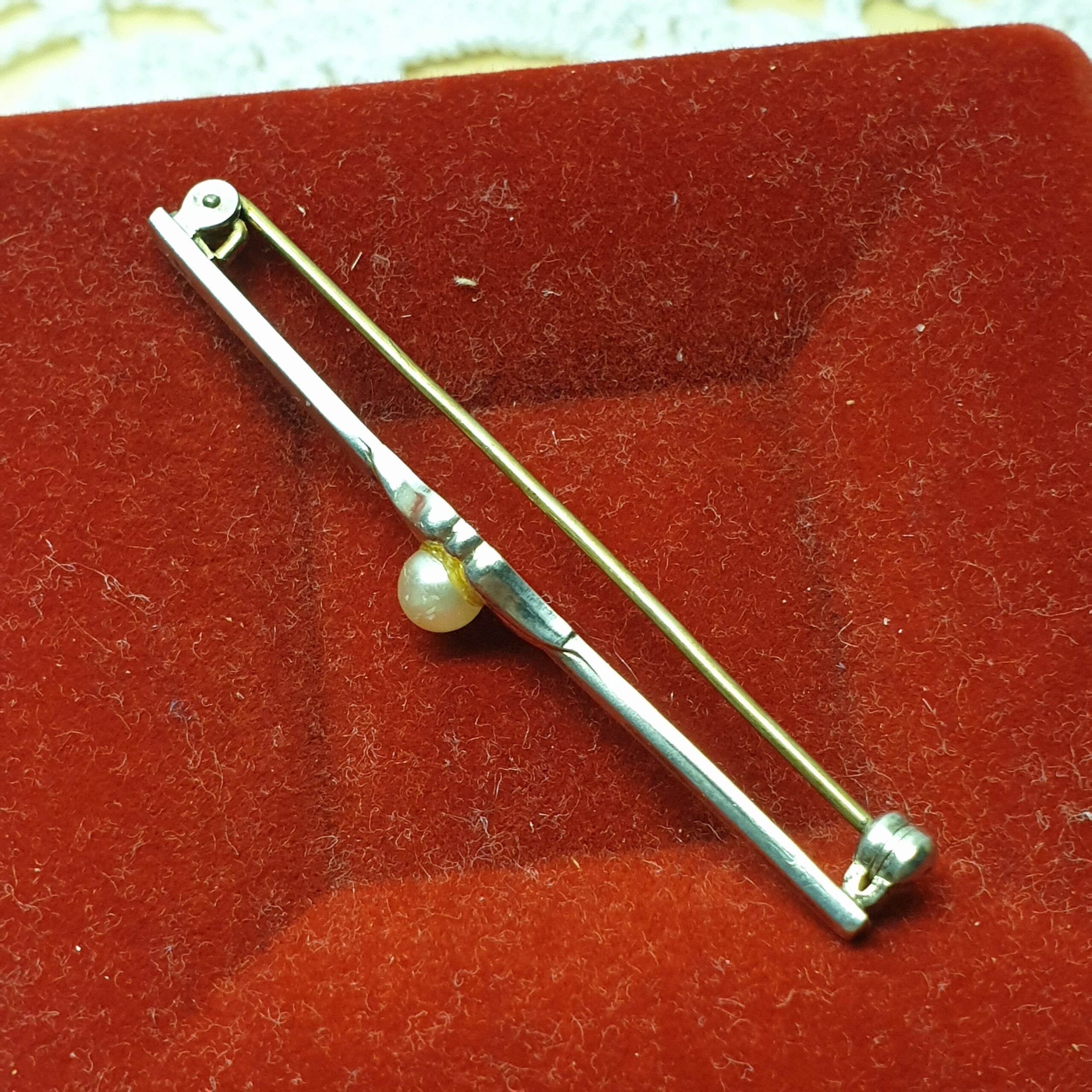 Nostalgische Silberbrosche Anstecknadel Brosche Silber 835 Perle Shabby Vintage SB482 – Bild 2