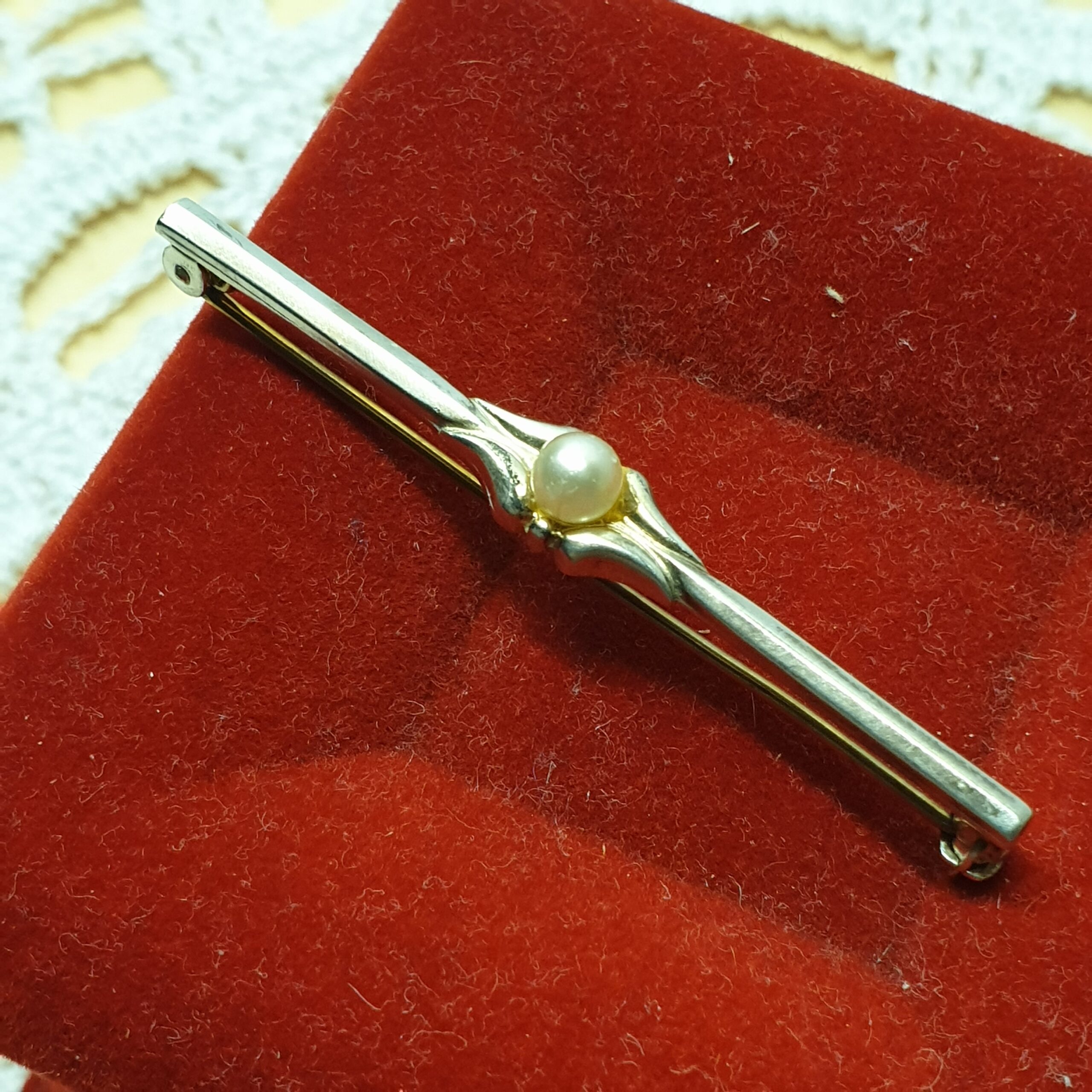 Nostalgische Silberbrosche Anstecknadel Brosche Silber 835 Perle Shabby Vintage SB482