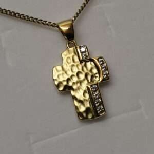 Anhänger Goldanhänger Kreuzanhänger Kreuz Gold 333 Kristalle klar Design Vintage elegant GAN126