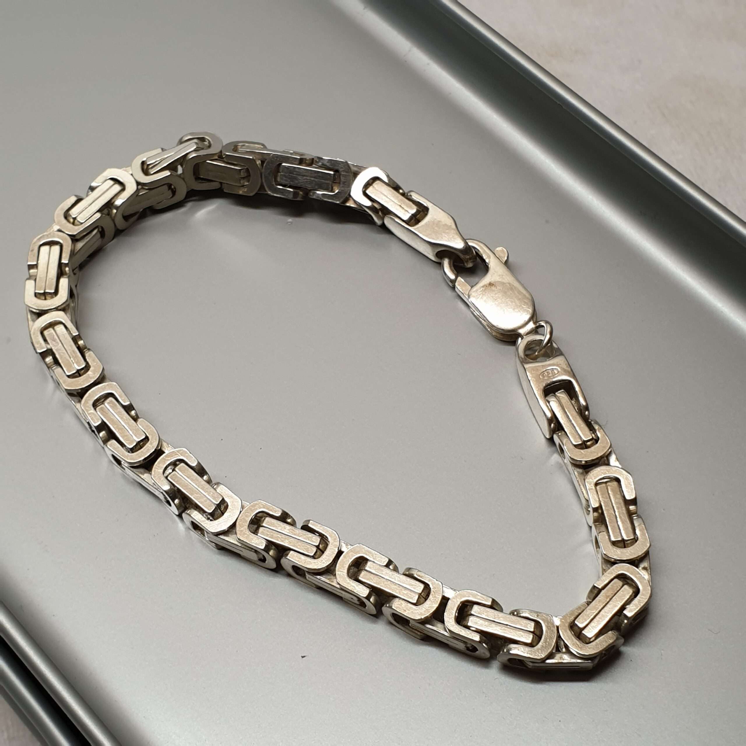 21 cm Armband Gliederarmband Königsarmband Design Königskette vierkant Silber 925 Vintage 80er Jahre Style SA473 – Bild 4