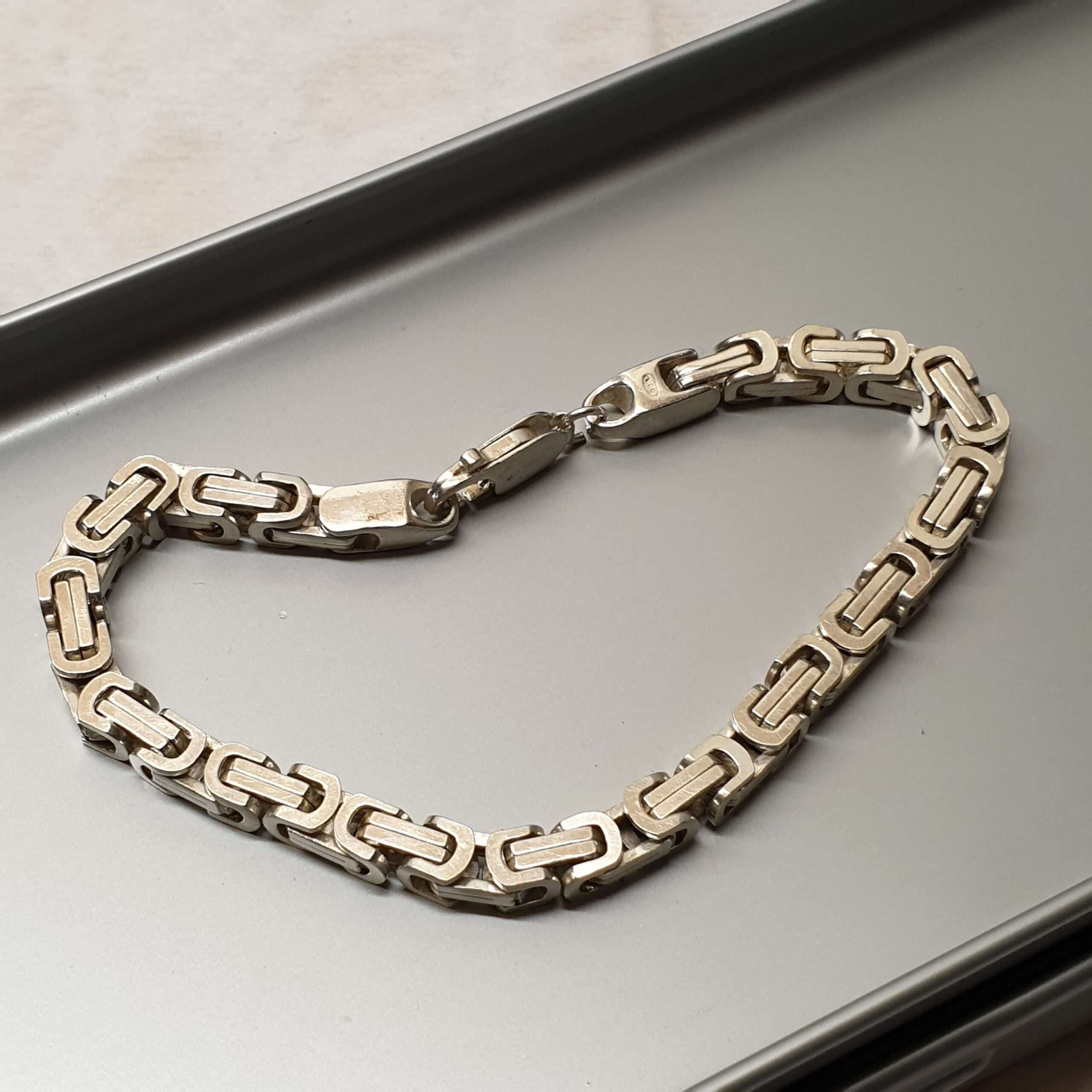 21 cm Armband Gliederarmband Königsarmband Design Königskette vierkant Silber 925 Vintage 80er Jahre Style SA473 – Bild 3