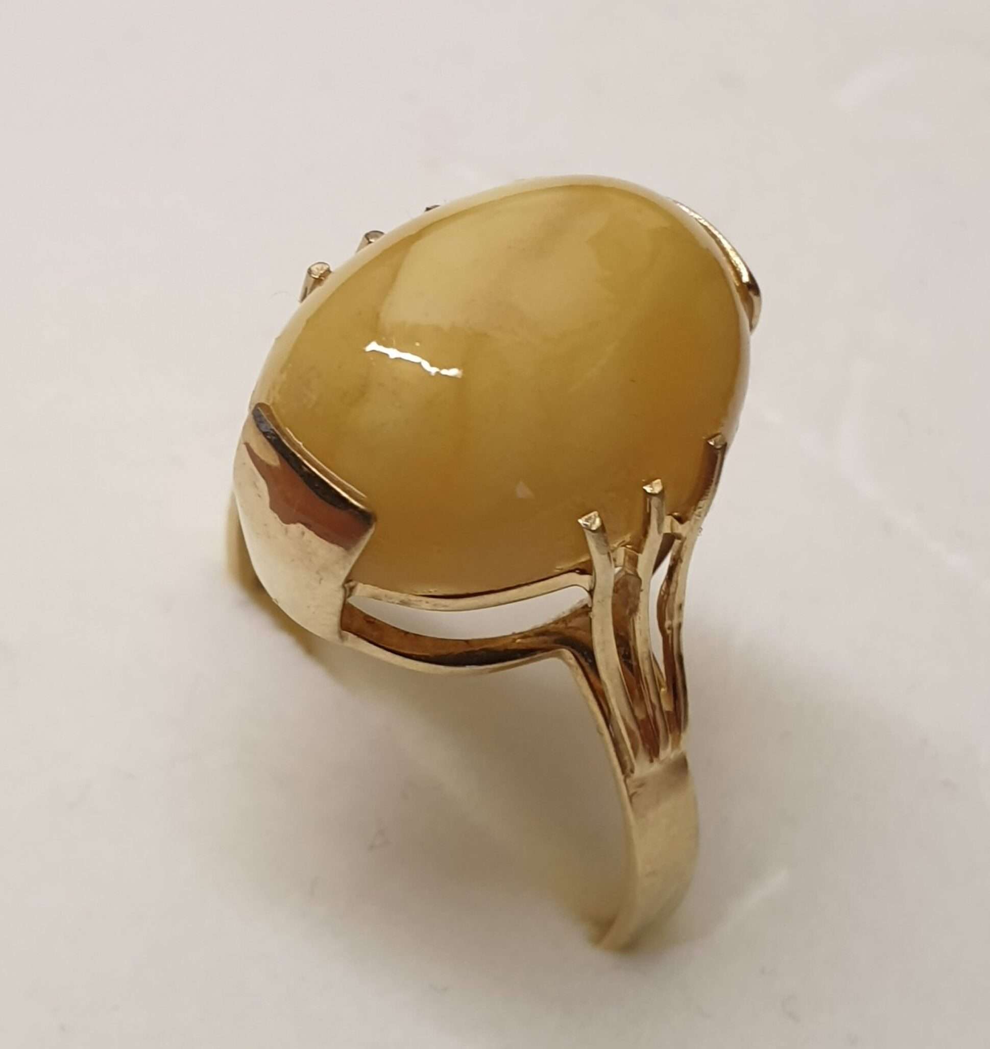 19,8 mm Goldring Ring Gold 585 Stein Calcit gelb Vintage elegant GR163