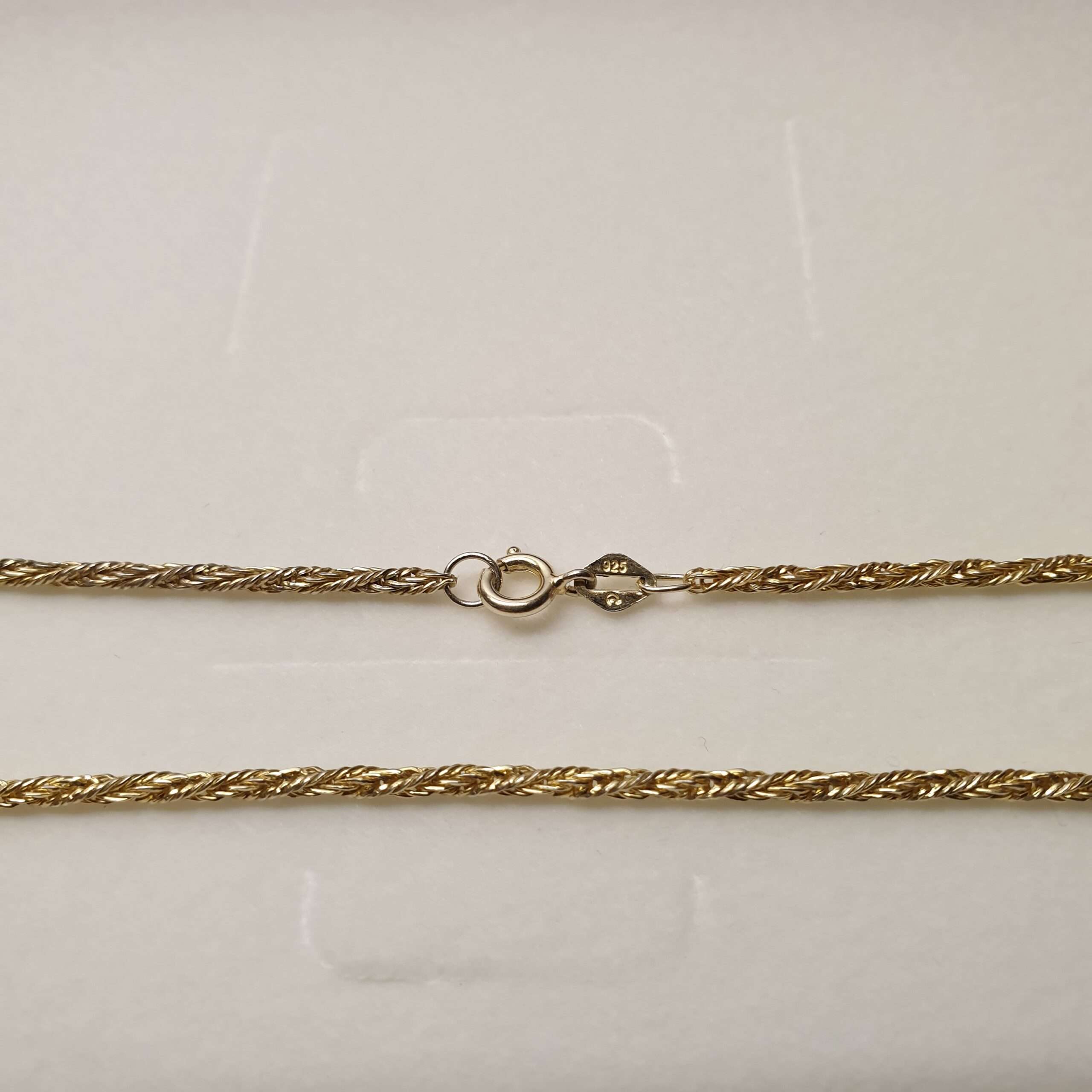 44,5 cm / 2 mm Kette Halskette Kordelkette Seil Silber 925 vergoldet Glitzereffekt Vintage elegant HK203