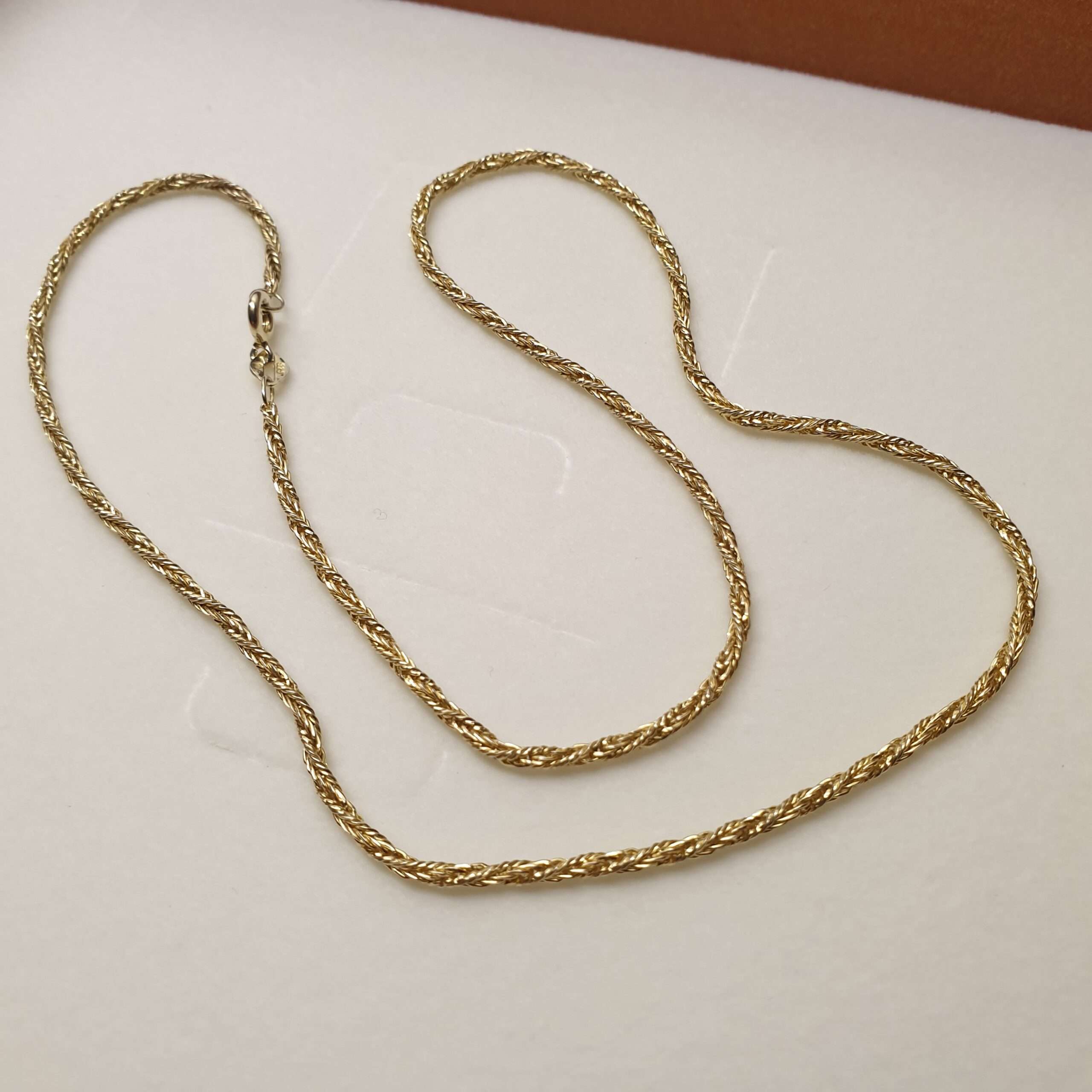 44,5 cm / 2 mm Kette Halskette Kordelkette Seil Silber 925 vergoldet Glitzereffekt Vintage elegant HK203 – Bild 2