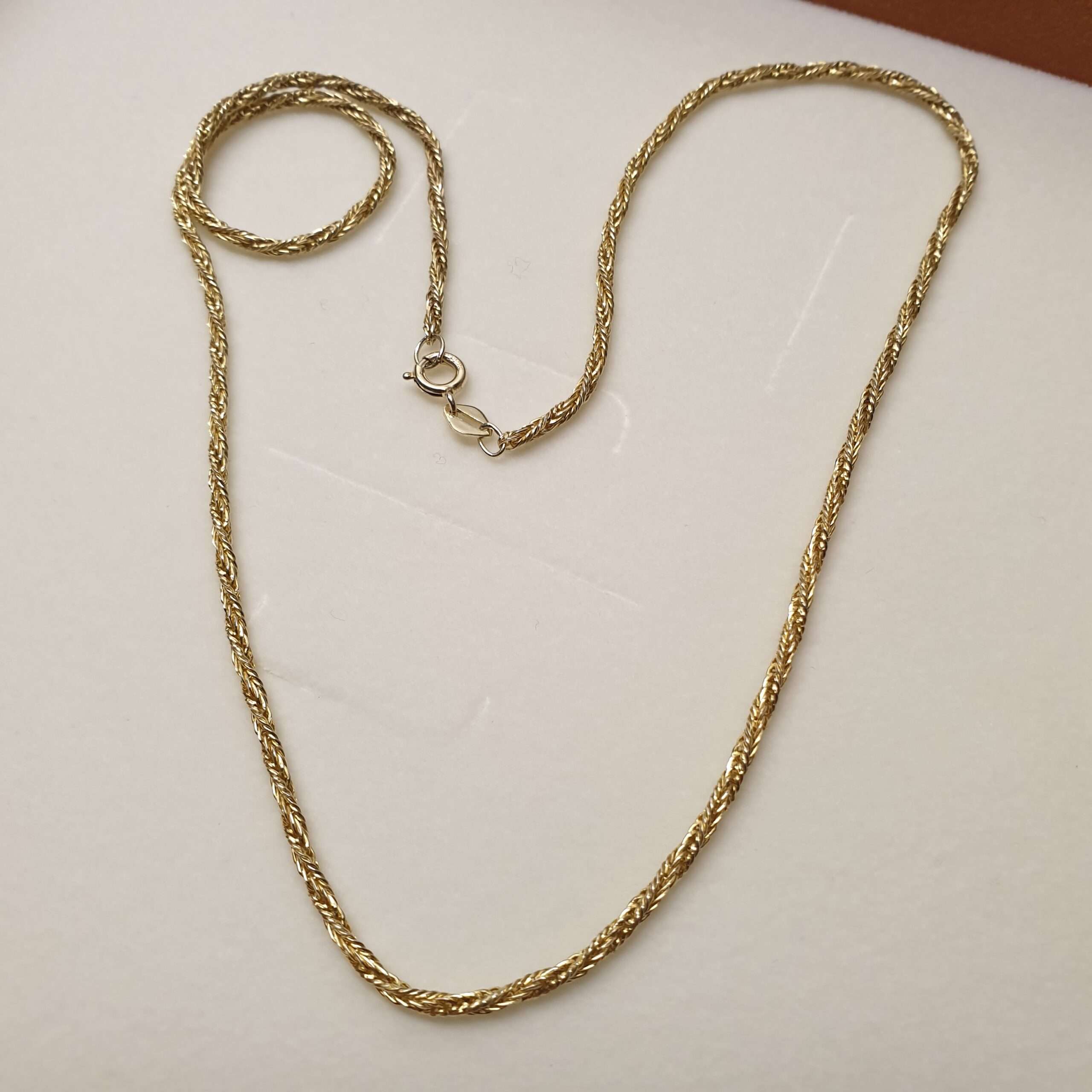 44,5 cm / 2 mm Kette Halskette Kordelkette Seil Silber 925 vergoldet Glitzereffekt Vintage elegant HK203 – Bild 3