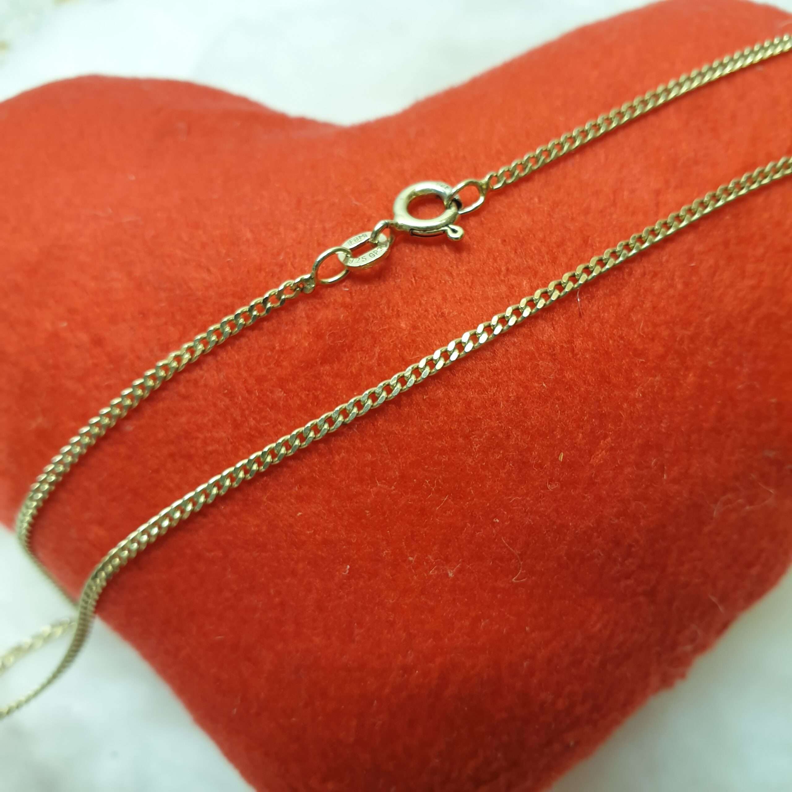 46,0 cm / 1,7 mm Panzerkette Anhängerkettchen Silber 925 vergoldet Halskette Silber edel Vintage HK201 – Bild 4