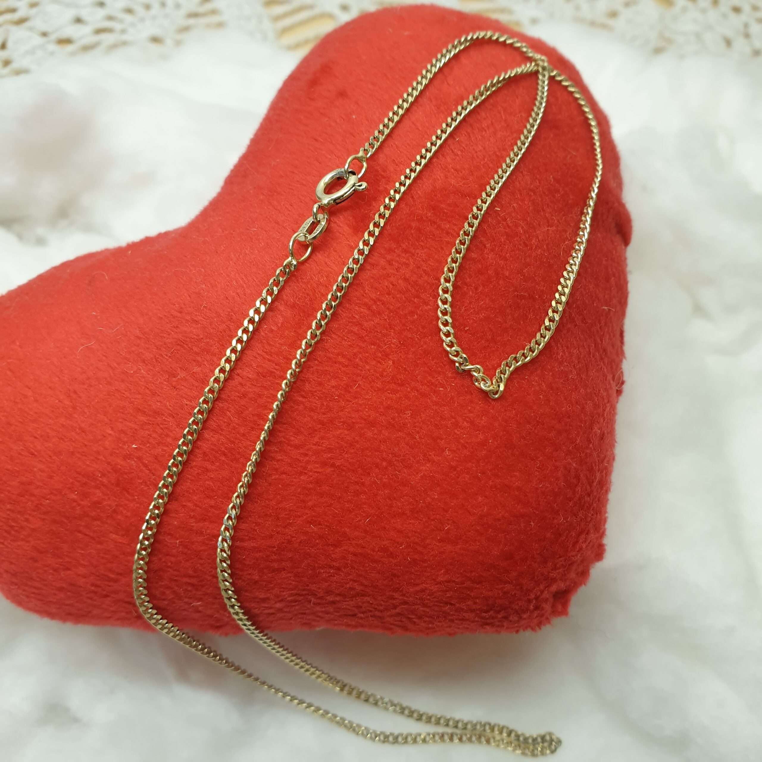 46,0 cm / 1,7 mm Panzerkette Anhängerkettchen Silber 925 vergoldet Halskette Silber edel Vintage HK201 – Bild 2