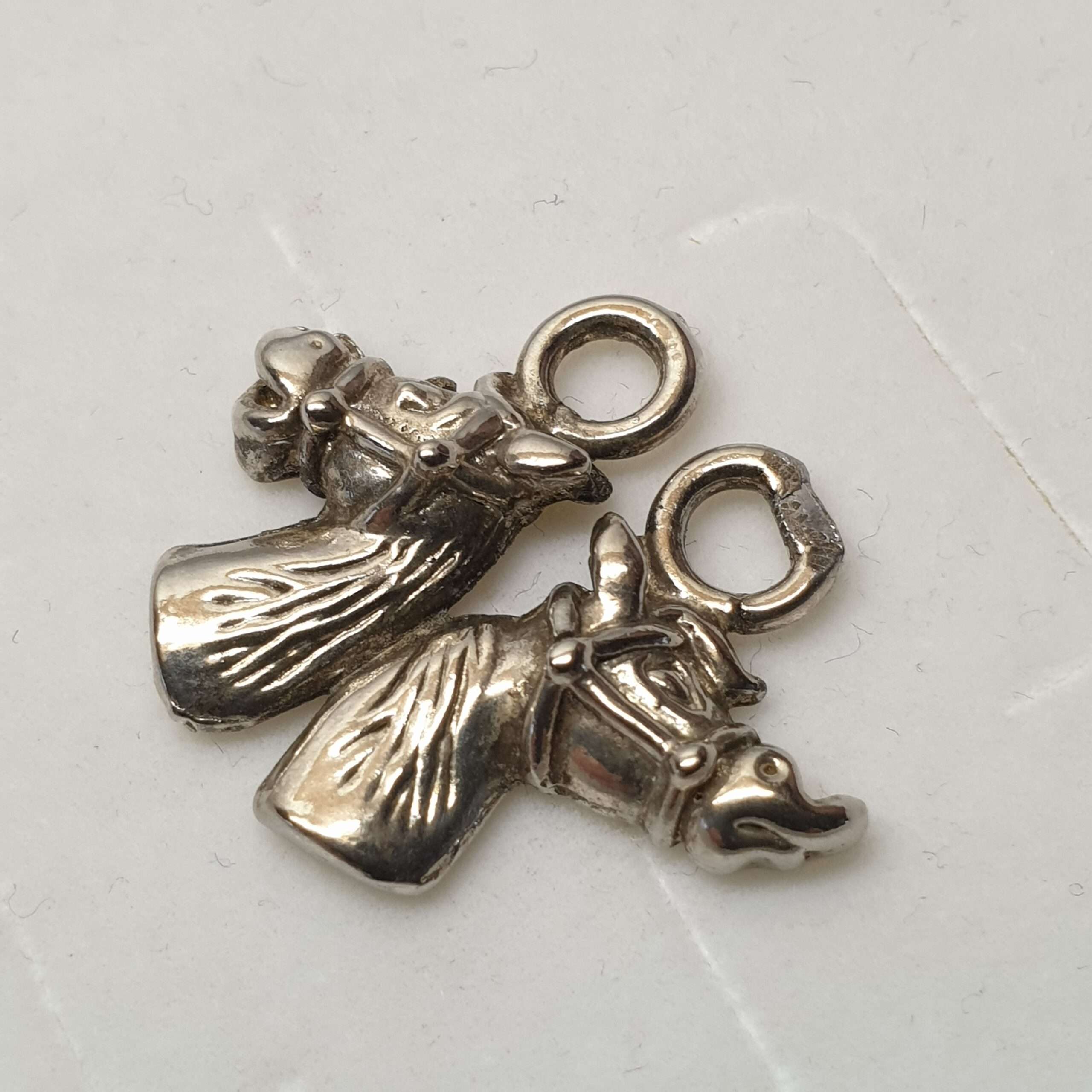 Nostalgischer Anhänger Silber 800 Pferd Pferdeköpfe Pony Silberschmiede Shabby Vintage SKA1391 – Bild 2