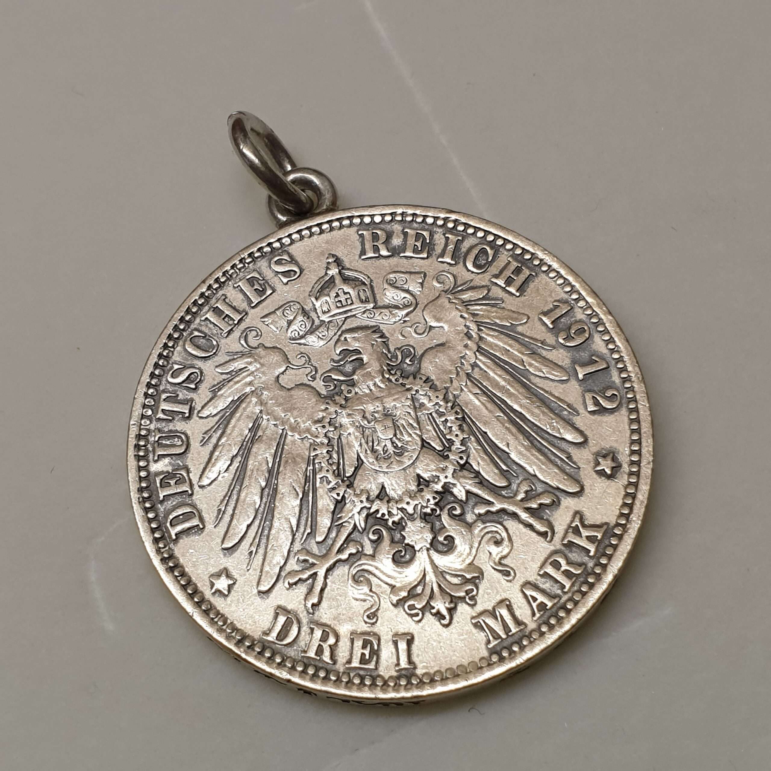 Anhänger Charivari Münze Taler Otto von König Bayern Drei Mark Deutsches Reich 1912 Shabby Vintage selten rar SKA1400 – Bild 4