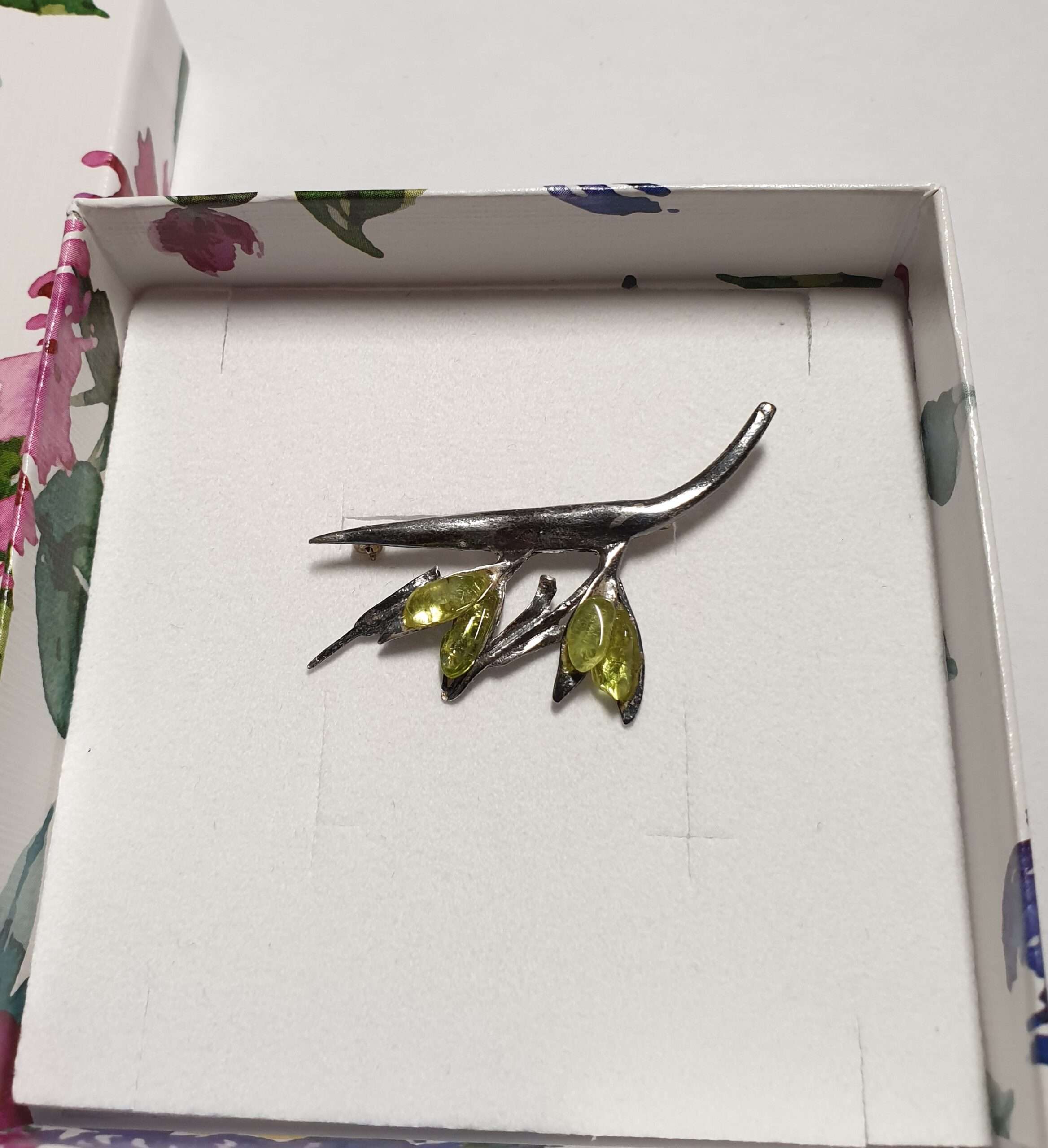 Nostalgische Brosche Anstecknadel Silberschmiede Kunst kunstvoll Silber 925 Peridot Vintage Design elegant SB220 – Bild 4
