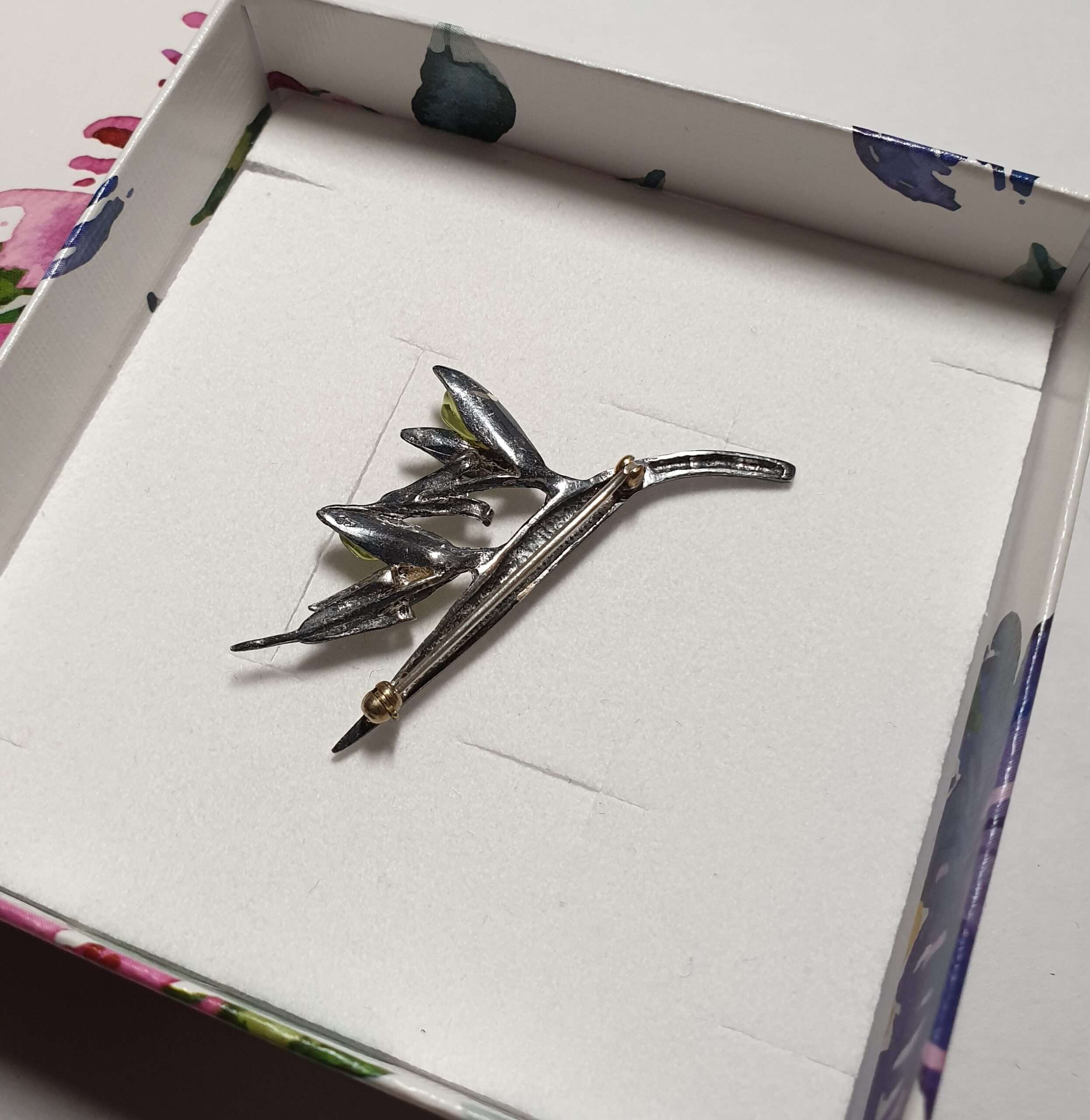 Nostalgische Brosche Anstecknadel Silberschmiede Kunst kunstvoll Silber 925 Peridot Vintage Design elegant SB220 – Bild 2