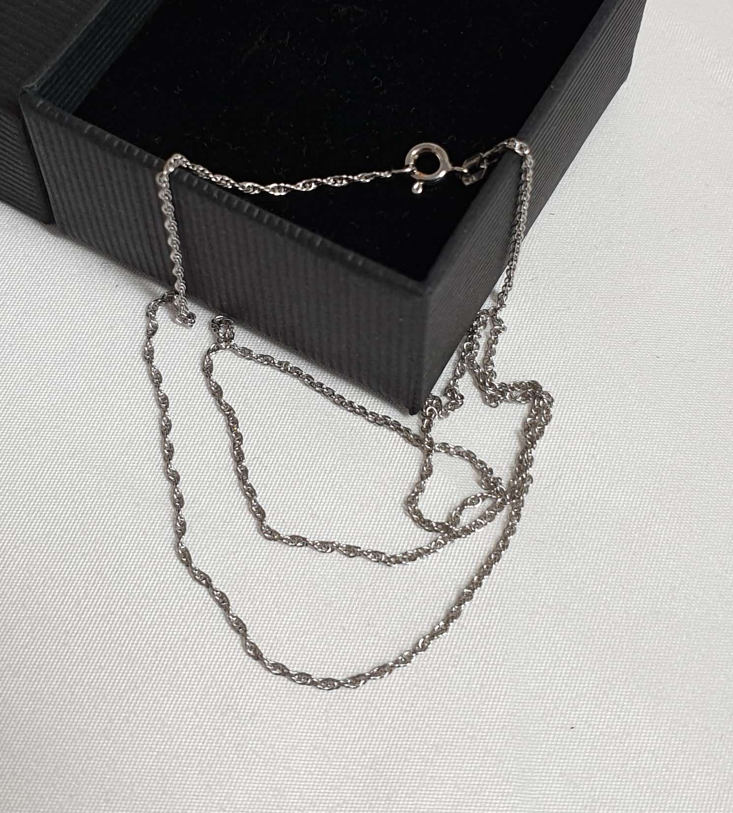 45 cm / 1 mm Kette Halskette Gliederkette Doppelglieder Silber 925 edel Vintage Italy HK236 – Bild 2