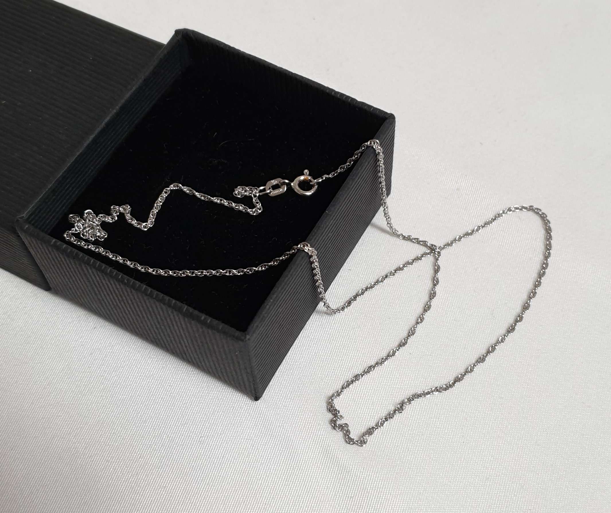 45 cm / 1 mm Kette Halskette Gliederkette Doppelglieder Silber 925 edel Vintage Italy HK236