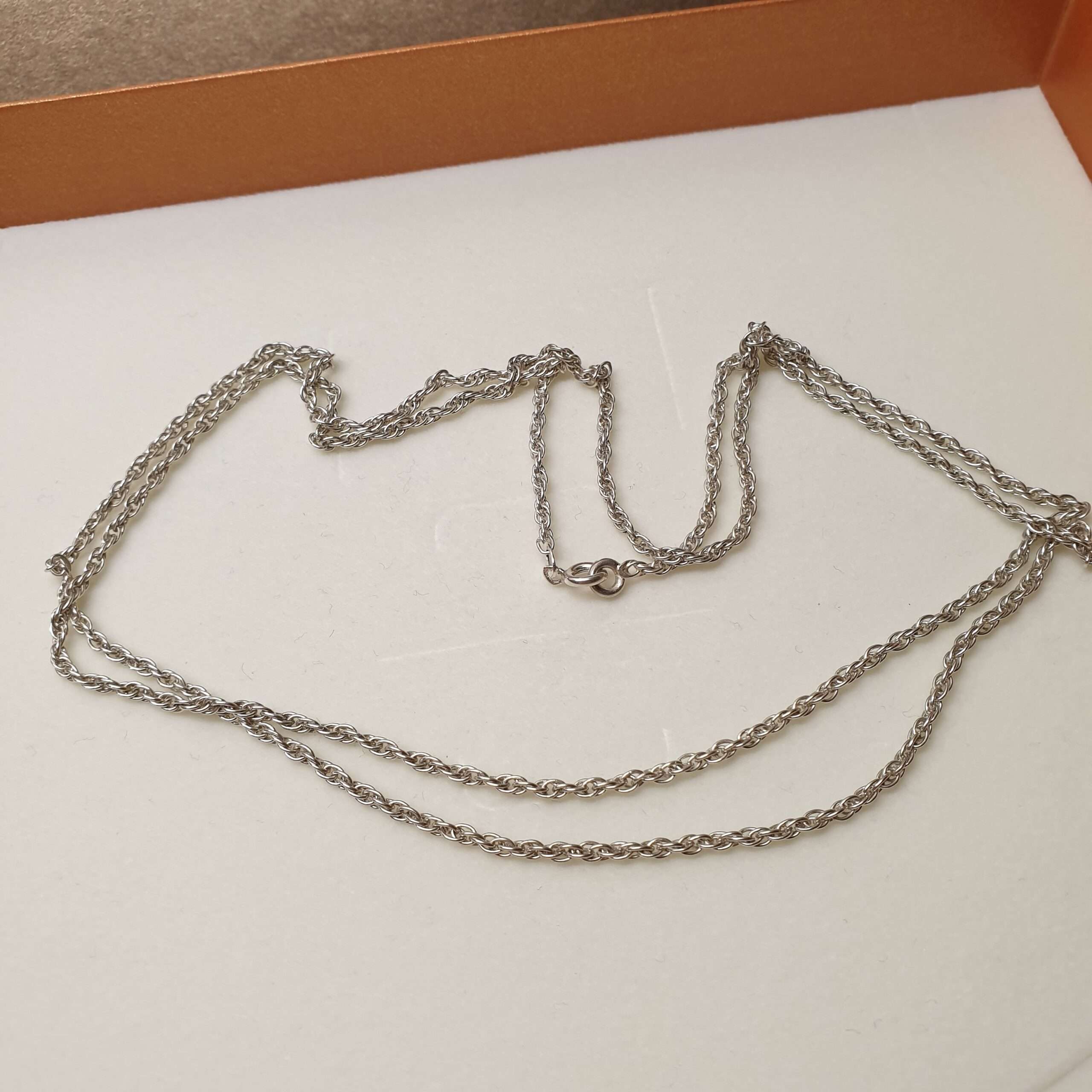 81,5 cm / 1,8 mm Kette Halskette Gliederkette Doppelglieder Design Silber 835 edel Vintage selten rar HK199