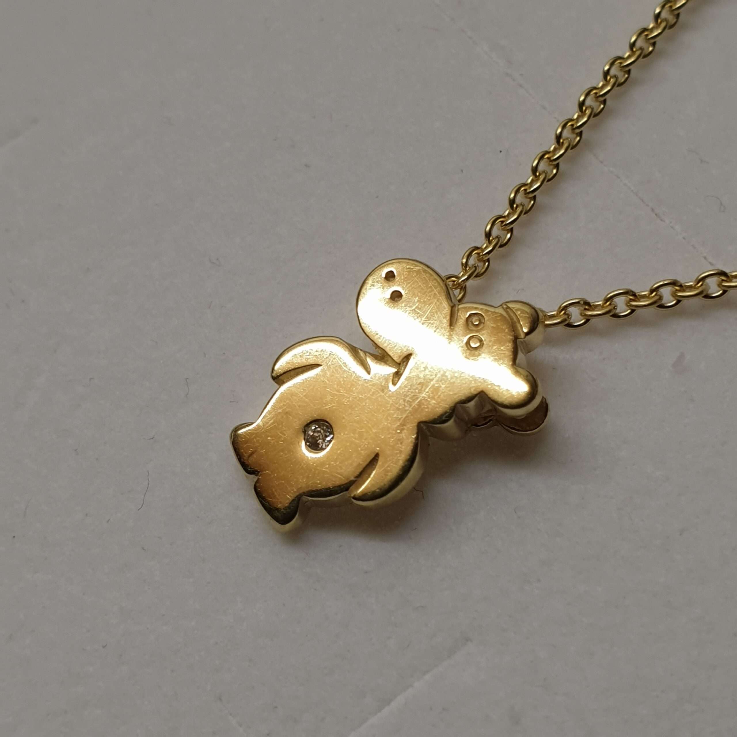 Goldanhänger klein Anhänger Gold 333 Nilpferd Kristallstein klar Vintage elegant GAN142 – Bild 2