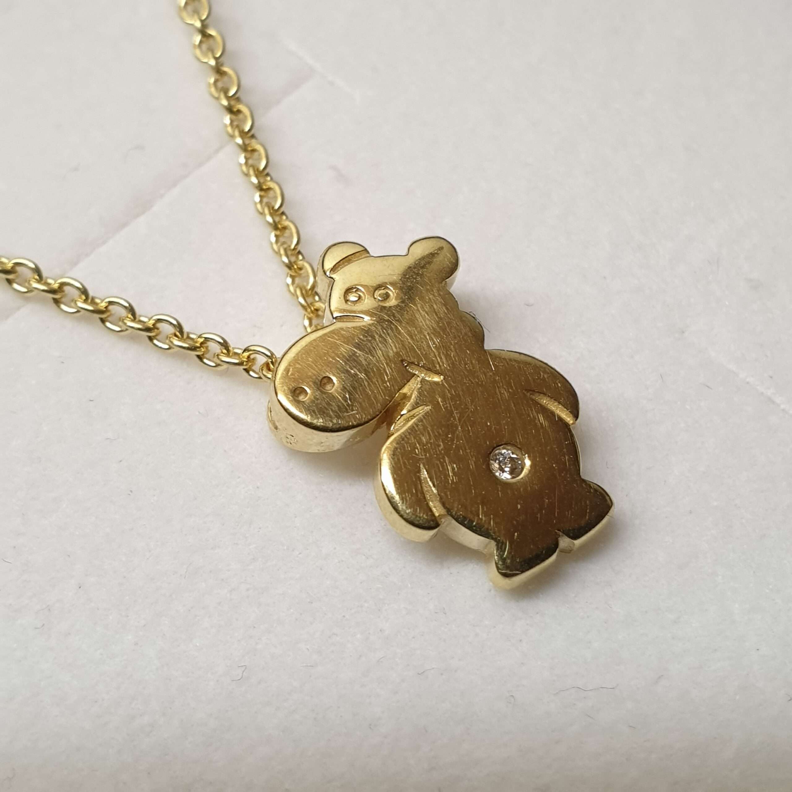 Goldanhänger klein Anhänger Gold 333 Nilpferd Kristallstein klar Vintage elegant GAN142 – Bild 3