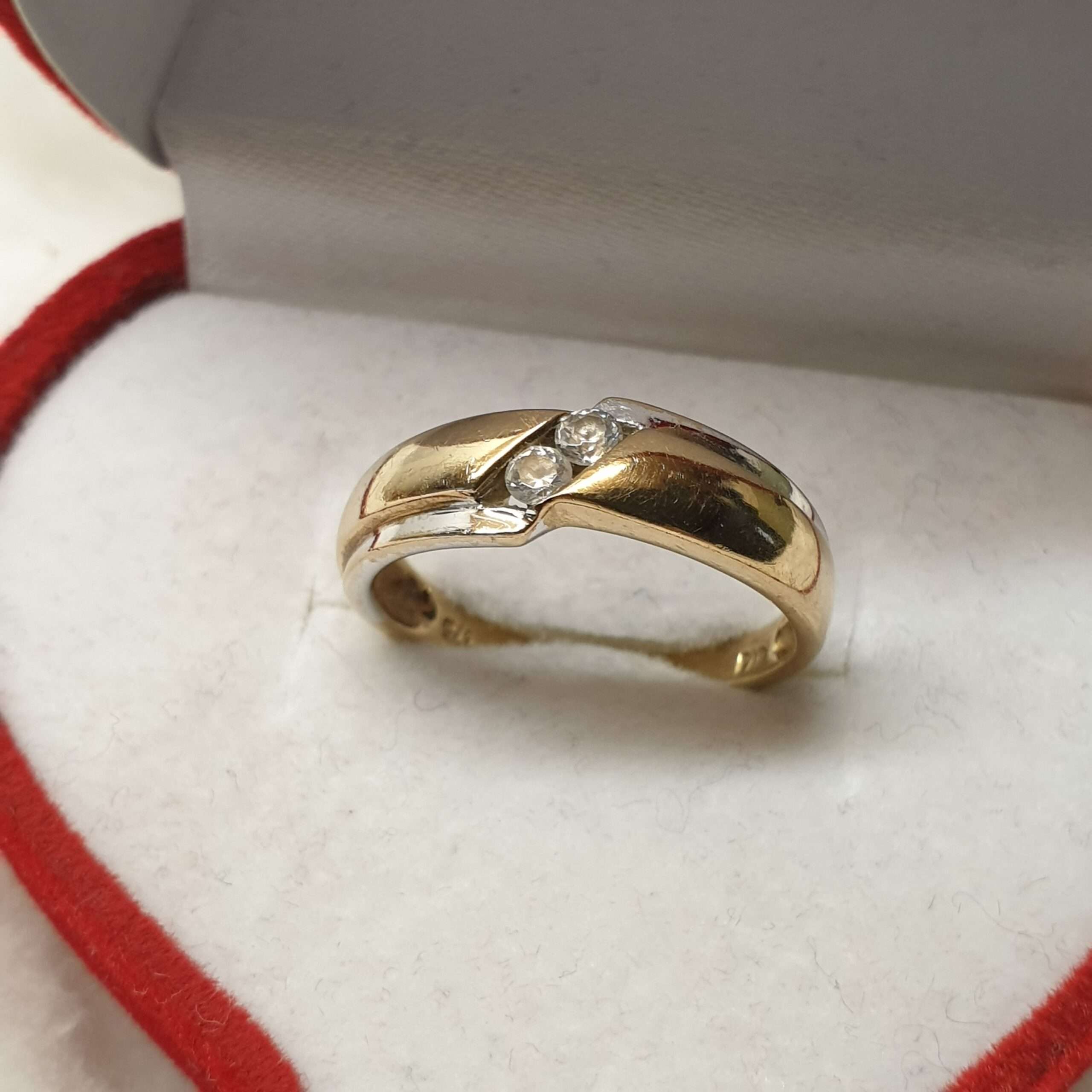 17,2 mm Goldring Ring Gold 375 Kristalle klar Design Vintage elegant GR171 – Bild 3