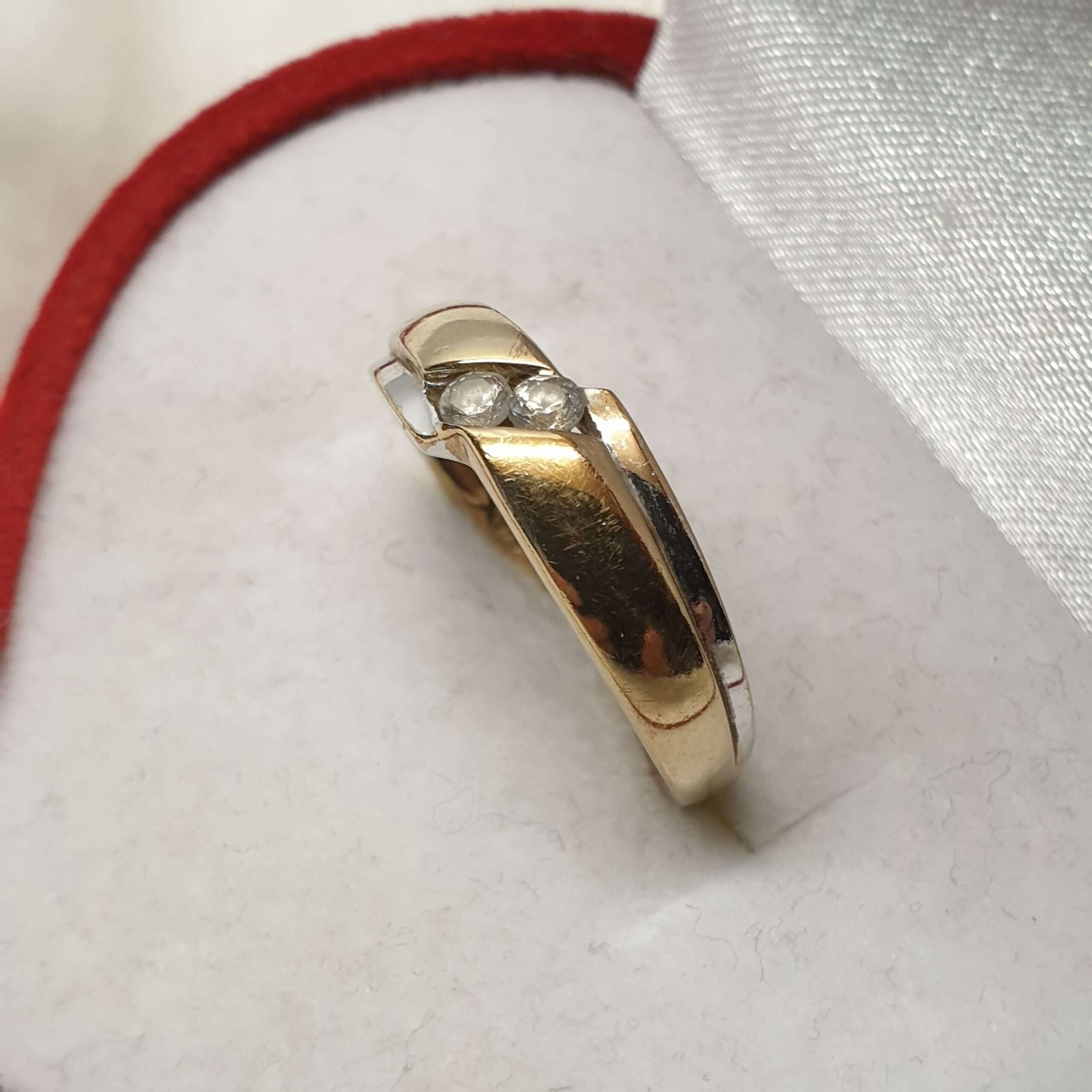 17,2 mm Goldring Ring Gold 375 Kristalle klar Design Vintage elegant GR171 – Bild 2