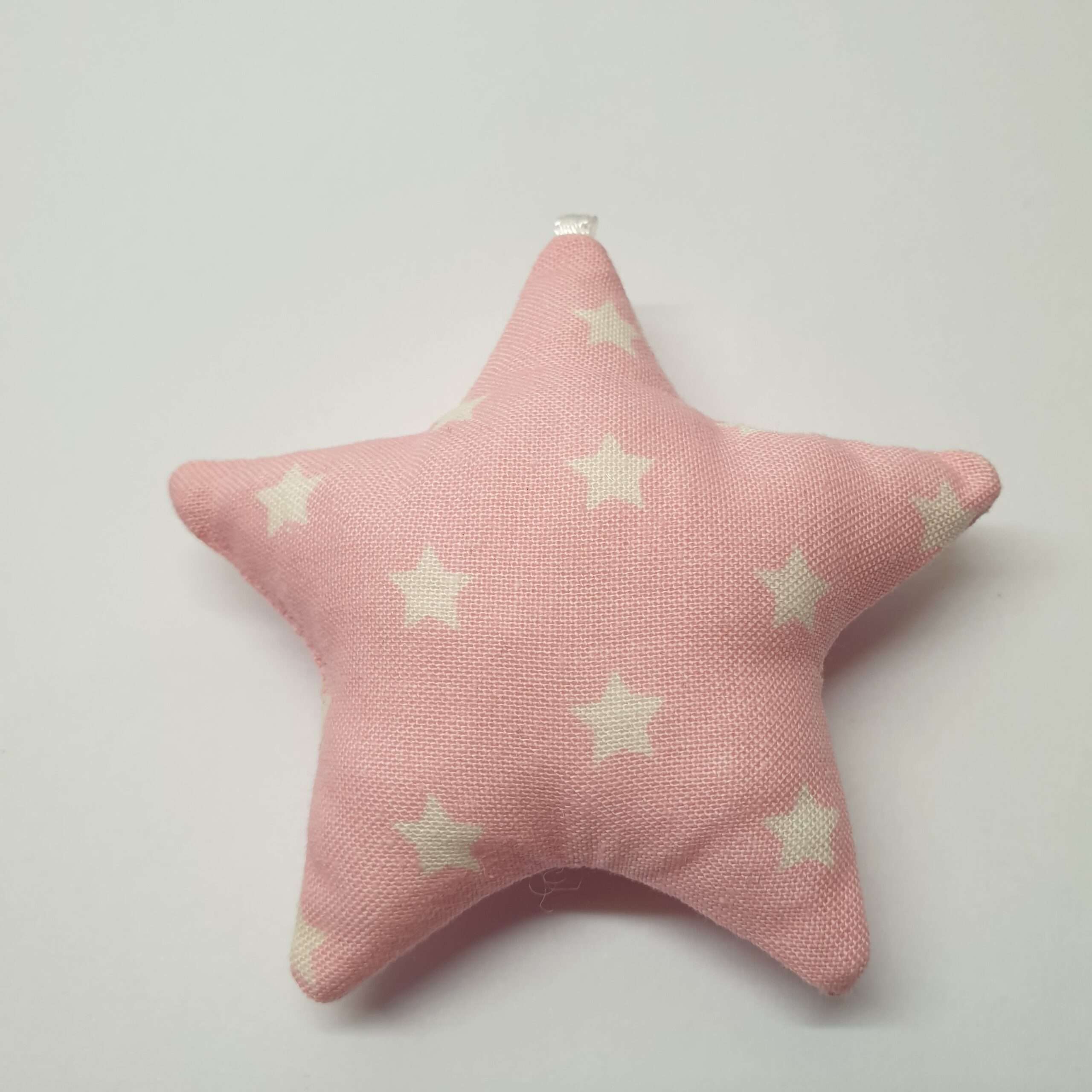 Stoffstern rosa mit weißen Sternen zum Aufhängen SM115