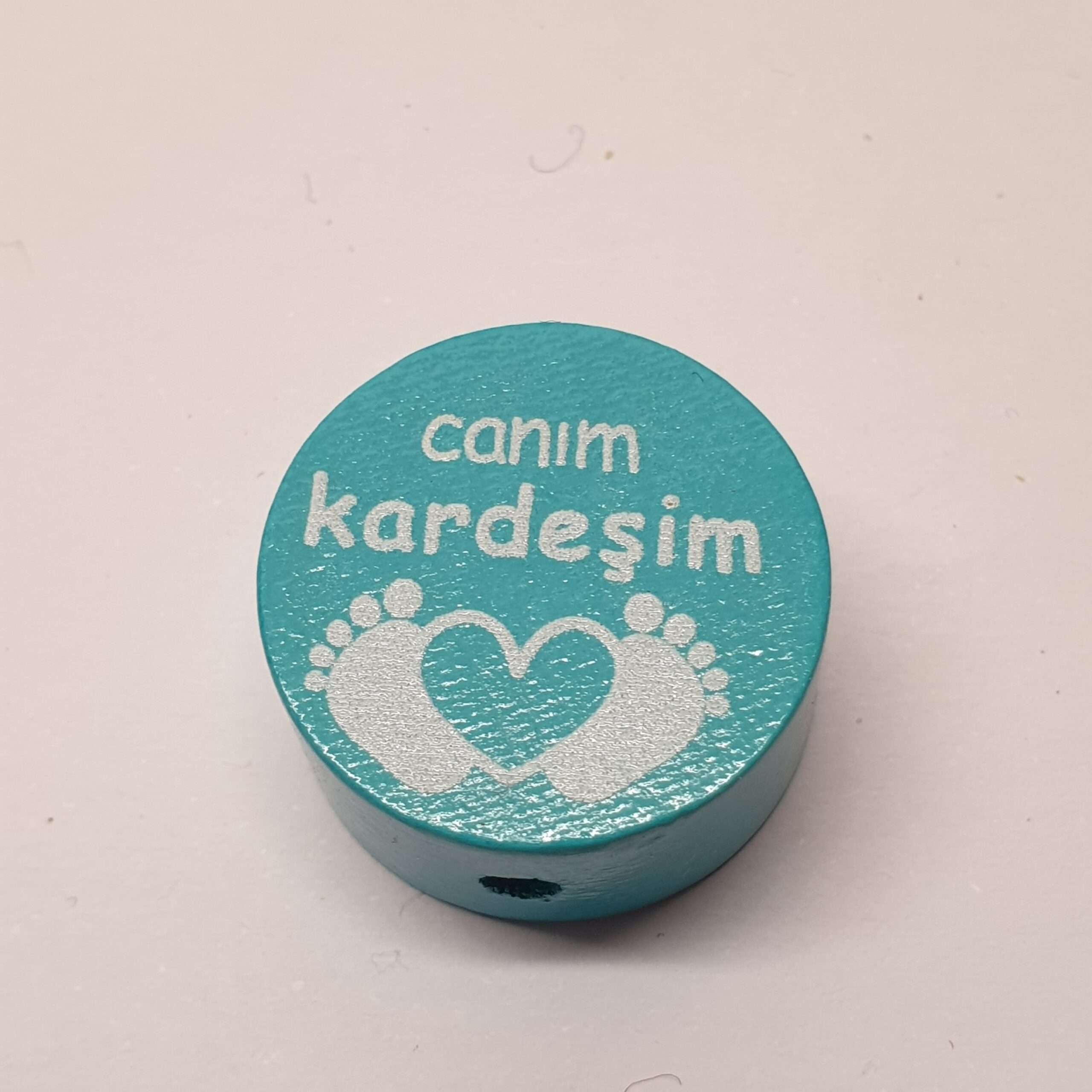 Motivperle Motiv Herz Füße Canim Kardesim blau hellblau MP149