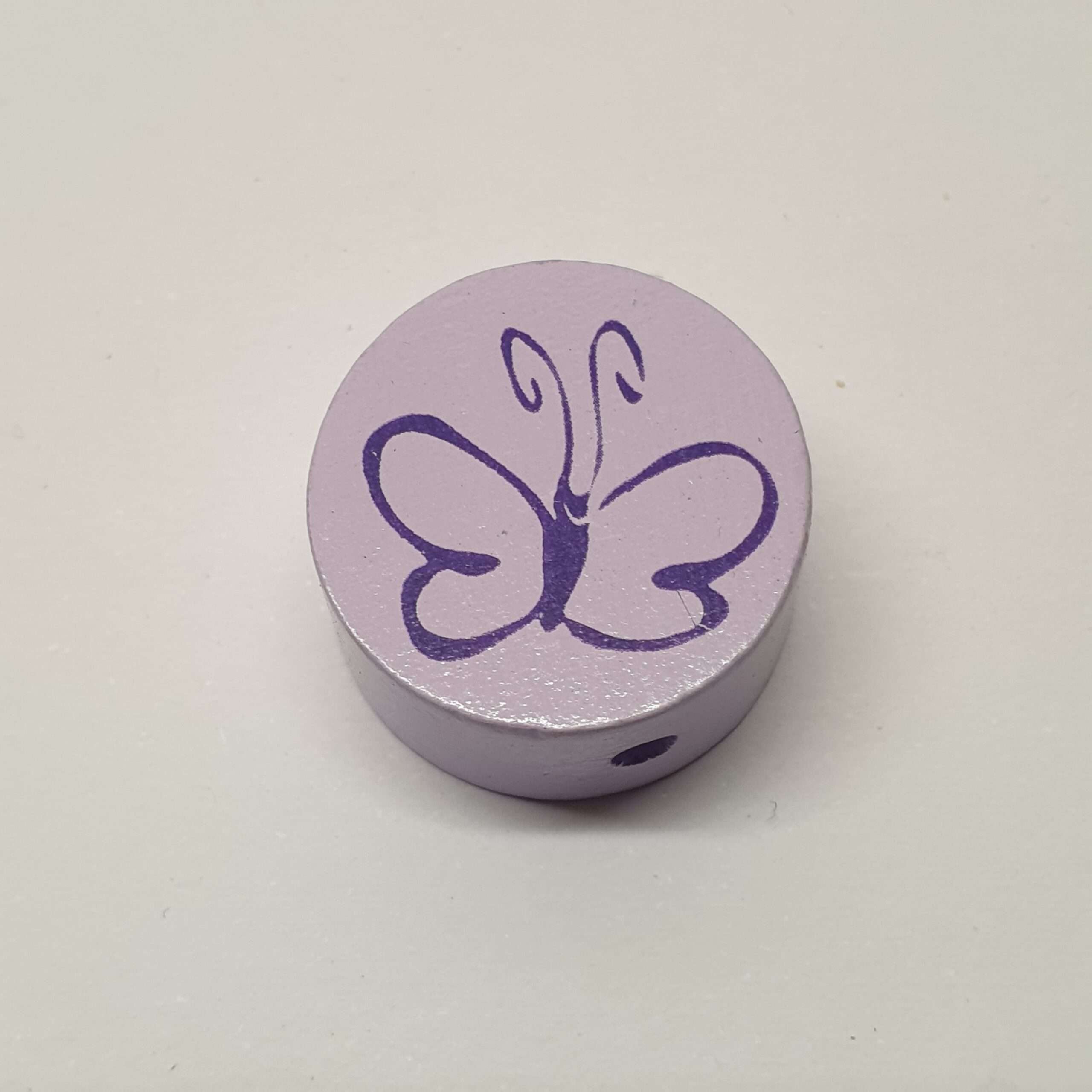 Motivperle Perle rund Scheibe Motiv Schmetterling flieder fliederfarben lila MP153
