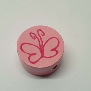 Motivperle Perle rund Scheibe Motiv Schmetterling rosa MP156