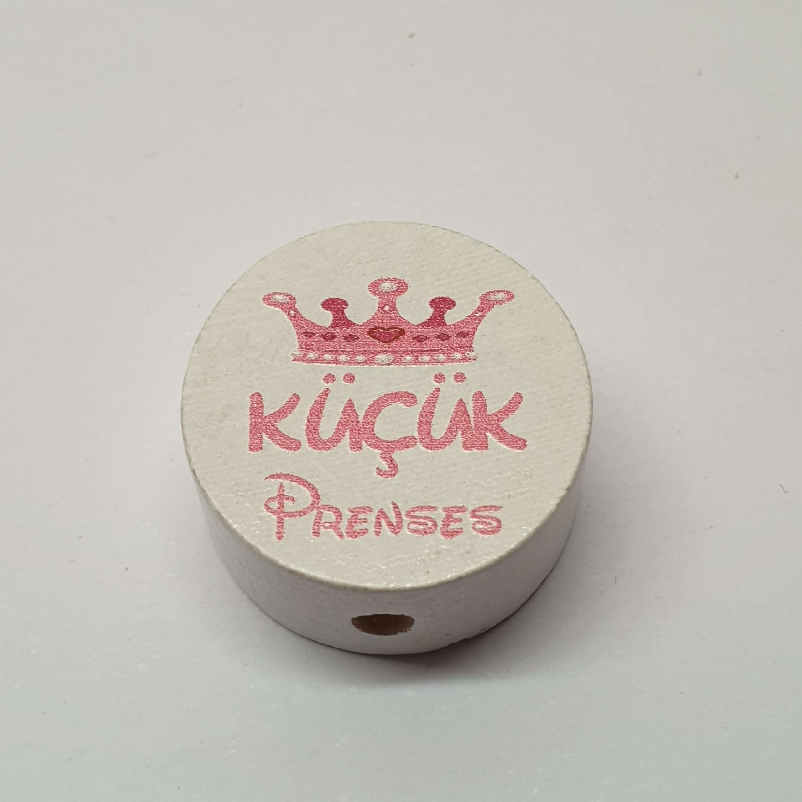 Motivperle Motiv Krone Kücük Prenses weiß rosa MP157