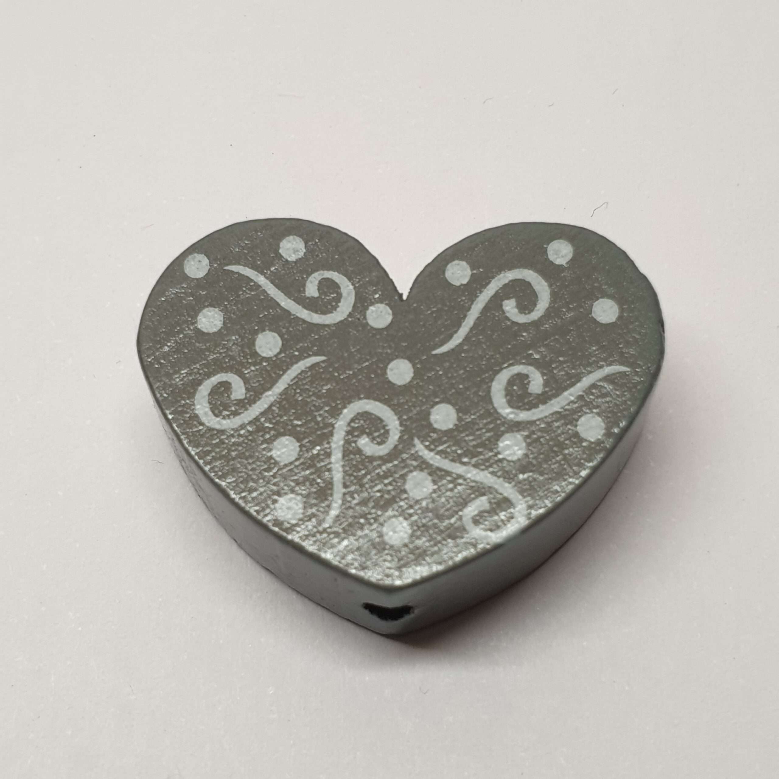 Motivperle Motiv Herz Herzchen grau Schnörkel weiß MP194