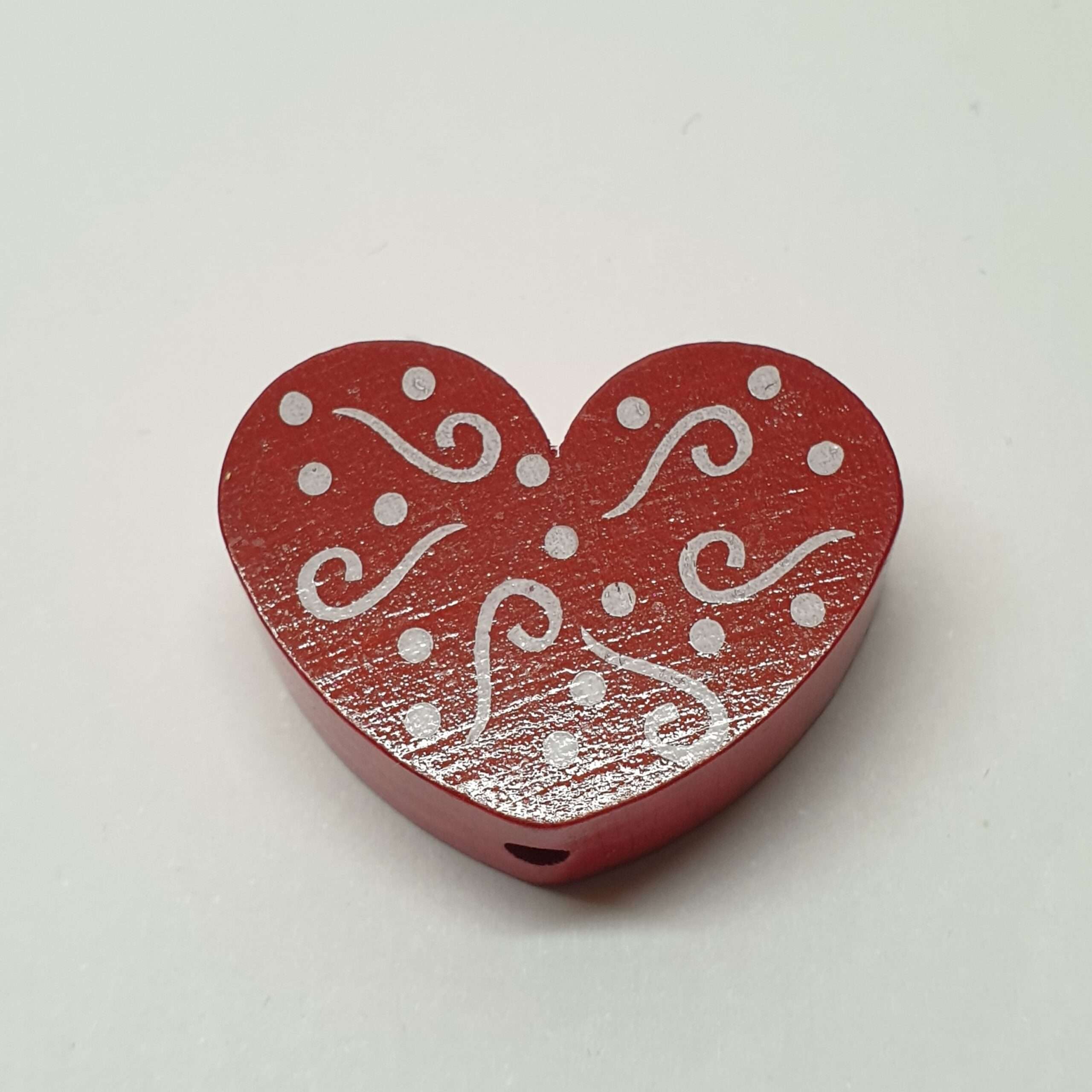 Motivperle Motiv Herz Herzchen Herz´l bordeauxrot weinrot Schnörkel weiß MP195