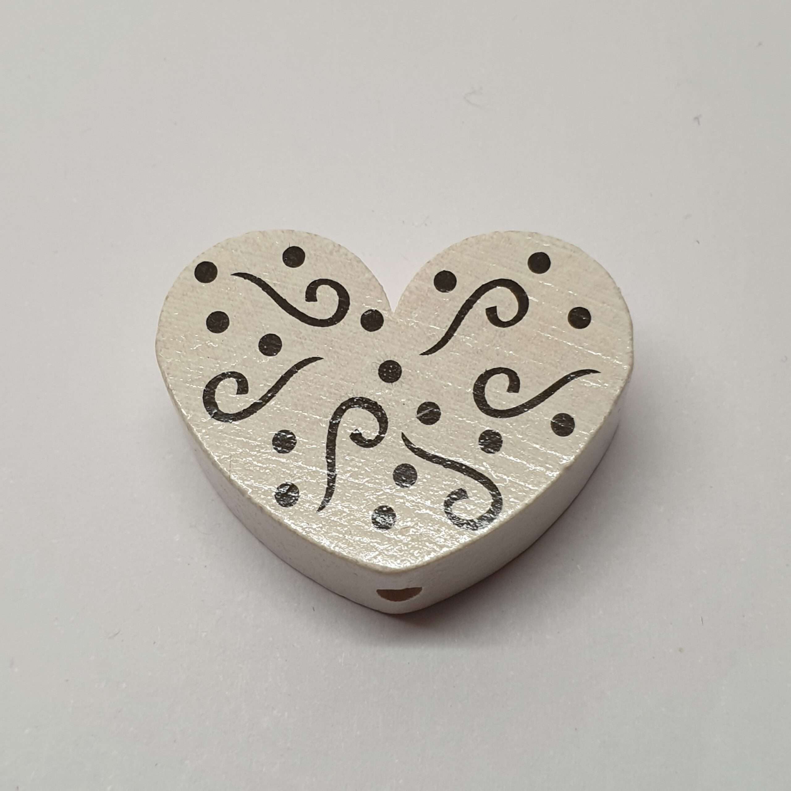 Motivperle Motiv Herz Herzchen Herz´l weiß Schnörkel schwarz MP206