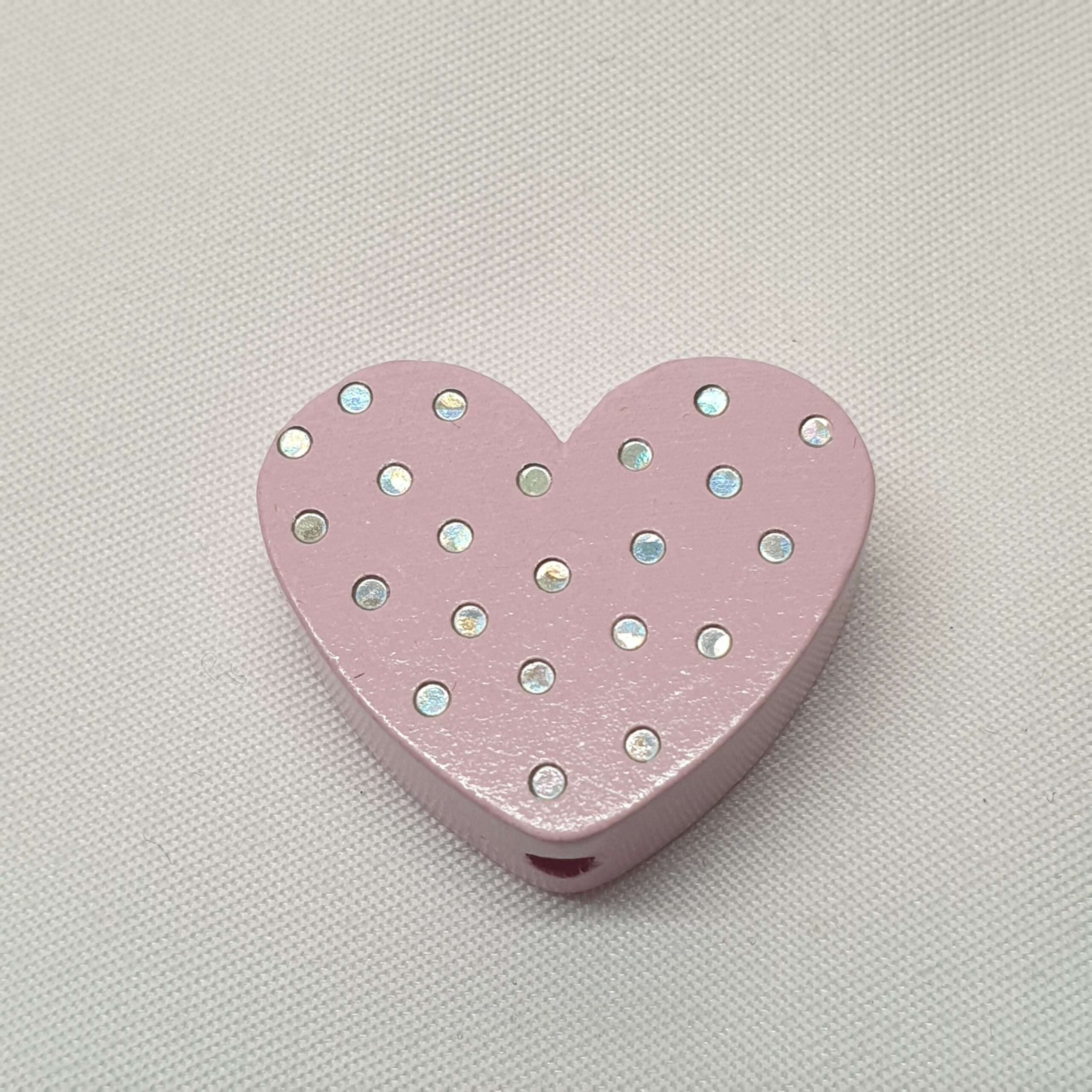 Motivperle Perle Motiv rosa babyrosa Herz Herzchen Herz´l Punkte Pünktchen silberfarbener Glitter MP239