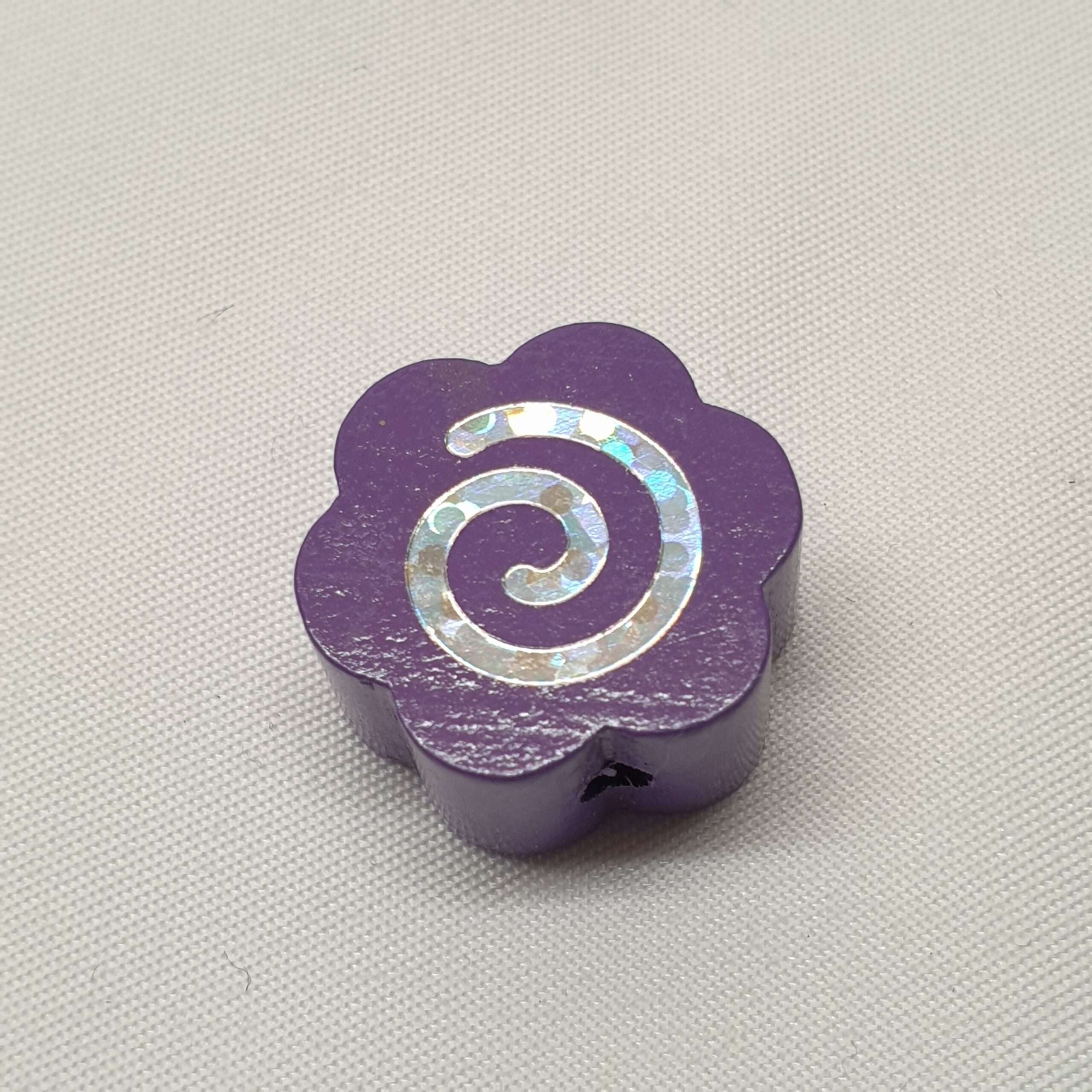 Motivperle Perle Motiv Blume Blüte Blümchen lila silberfarbener Glitter MP254