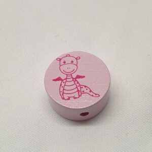Motivperle Motiv Perle Scheibe rund Drache rosa babyrosa MP263