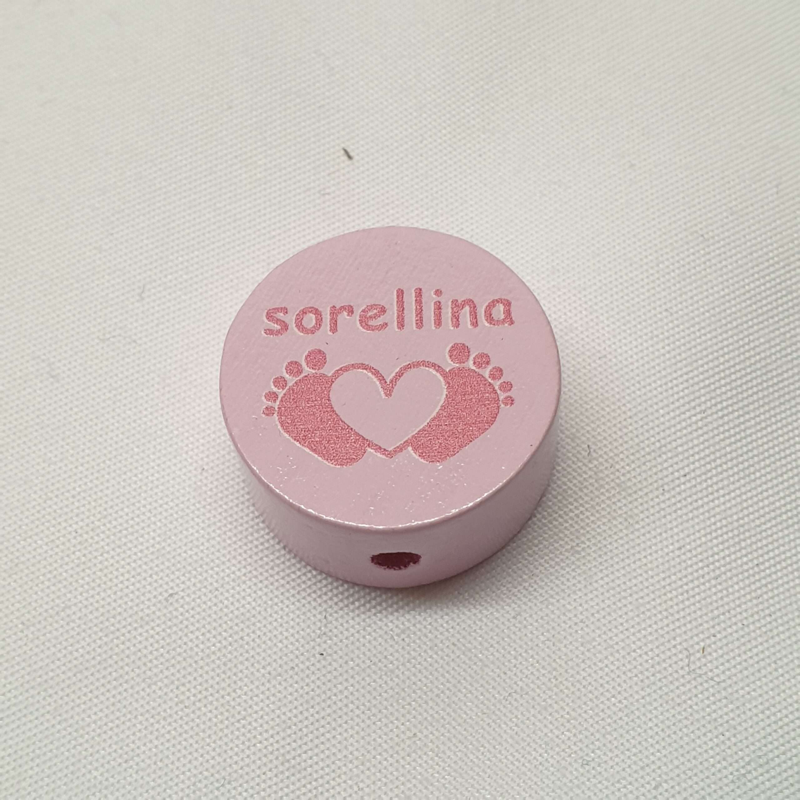 Motivperle Motiv Scheibe rund Herz Füße Sorellina rosa dunkelrosa MP323