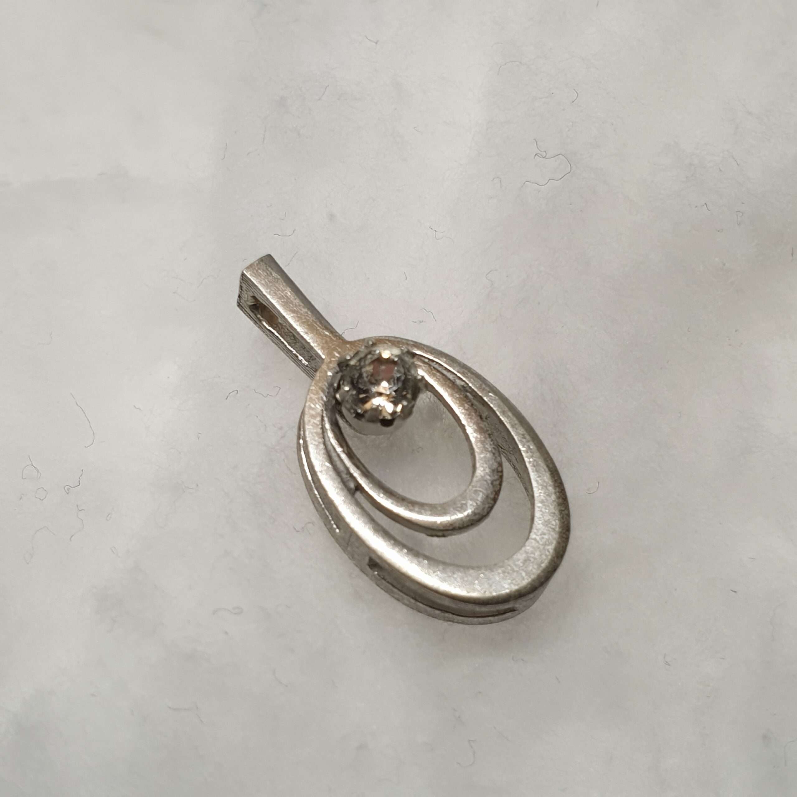 Silberanhänger Anhänger Silber 835 Kristall klar Vintage elegant SKA1575 – Bild 3