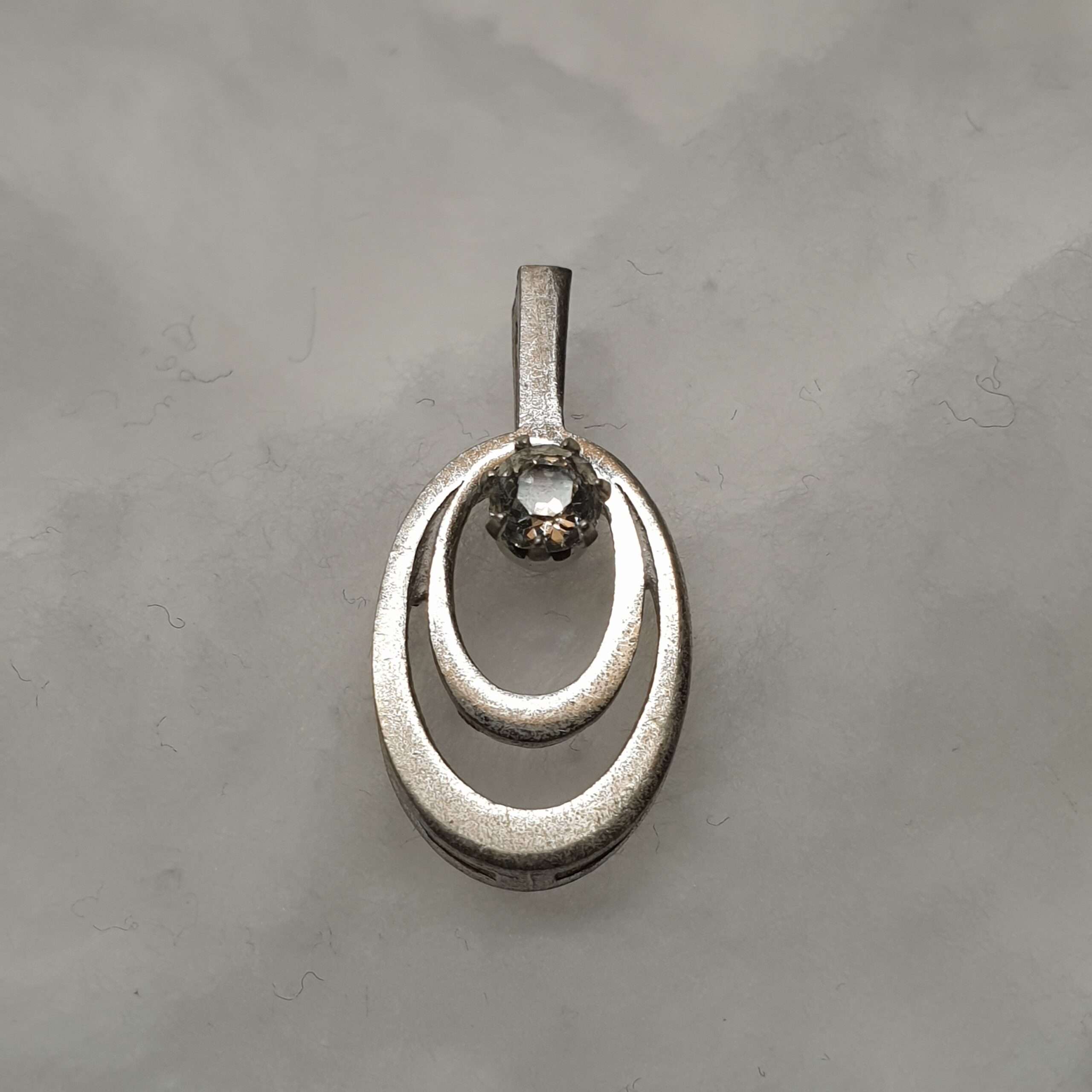 Silberanhänger Anhänger Silber 835 Kristall klar Vintage elegant SKA1575 – Bild 4