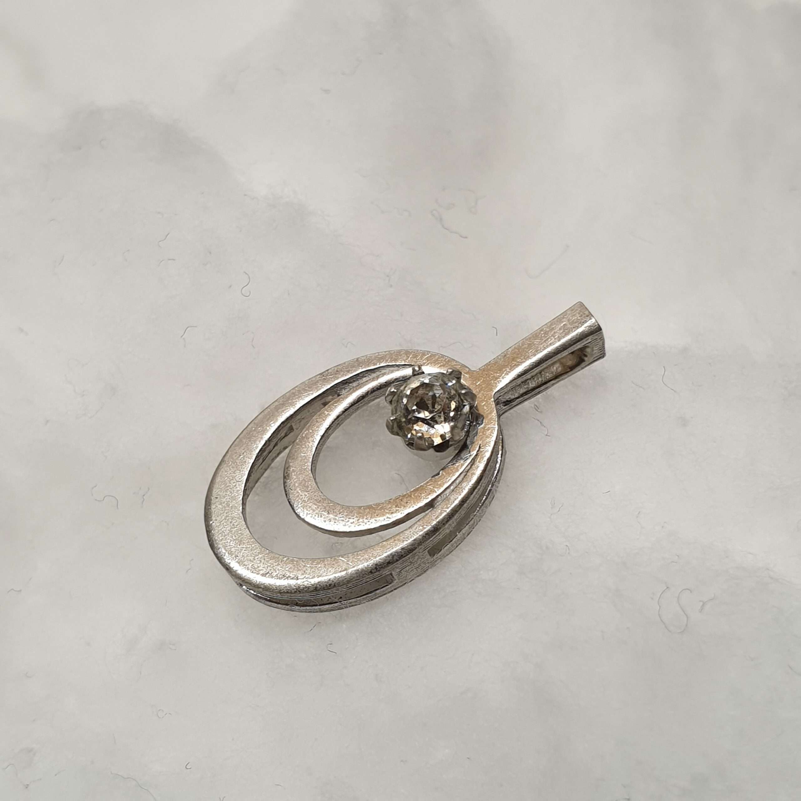 Silberanhänger Anhänger Silber 835 Kristall klar Vintage elegant SKA1575