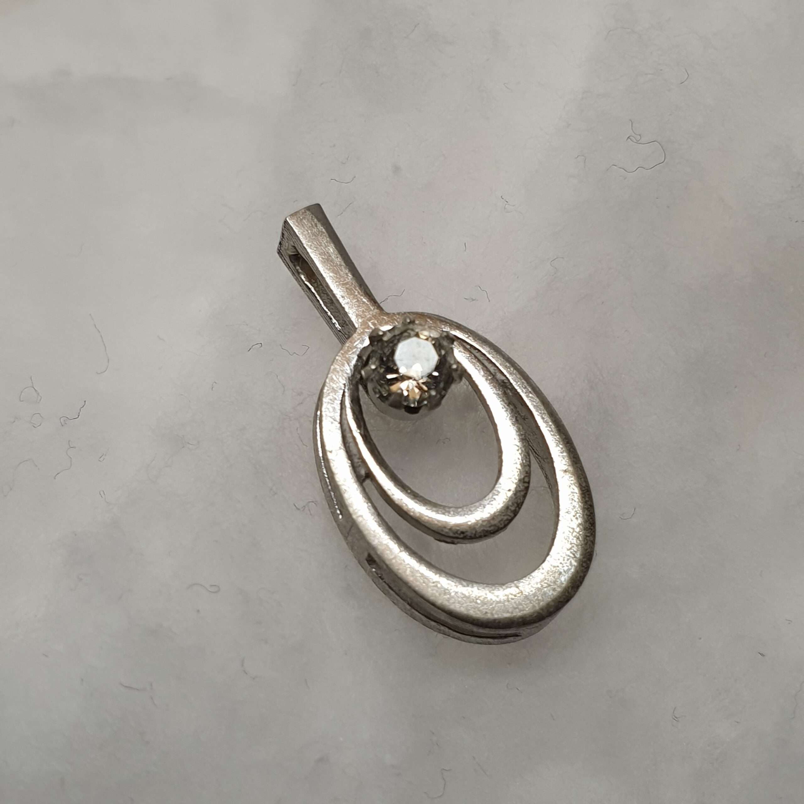 Silberanhänger Anhänger Silber 835 Kristall klar Vintage elegant SKA1575 – Bild 2