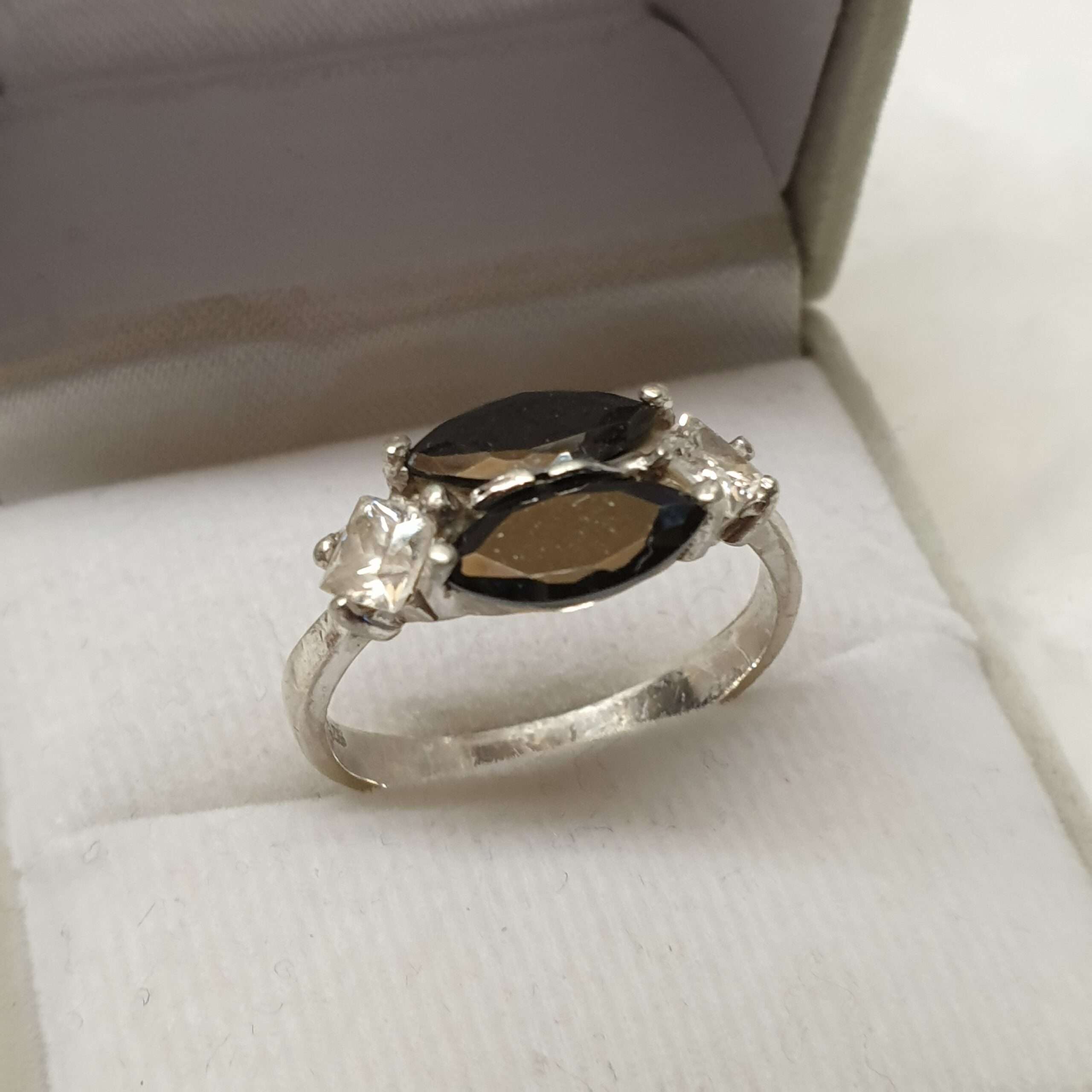 19,1 mm Design Ring Silber 925 Kristalle schwarz & klar edel Vintage SR1149 – Bild 2