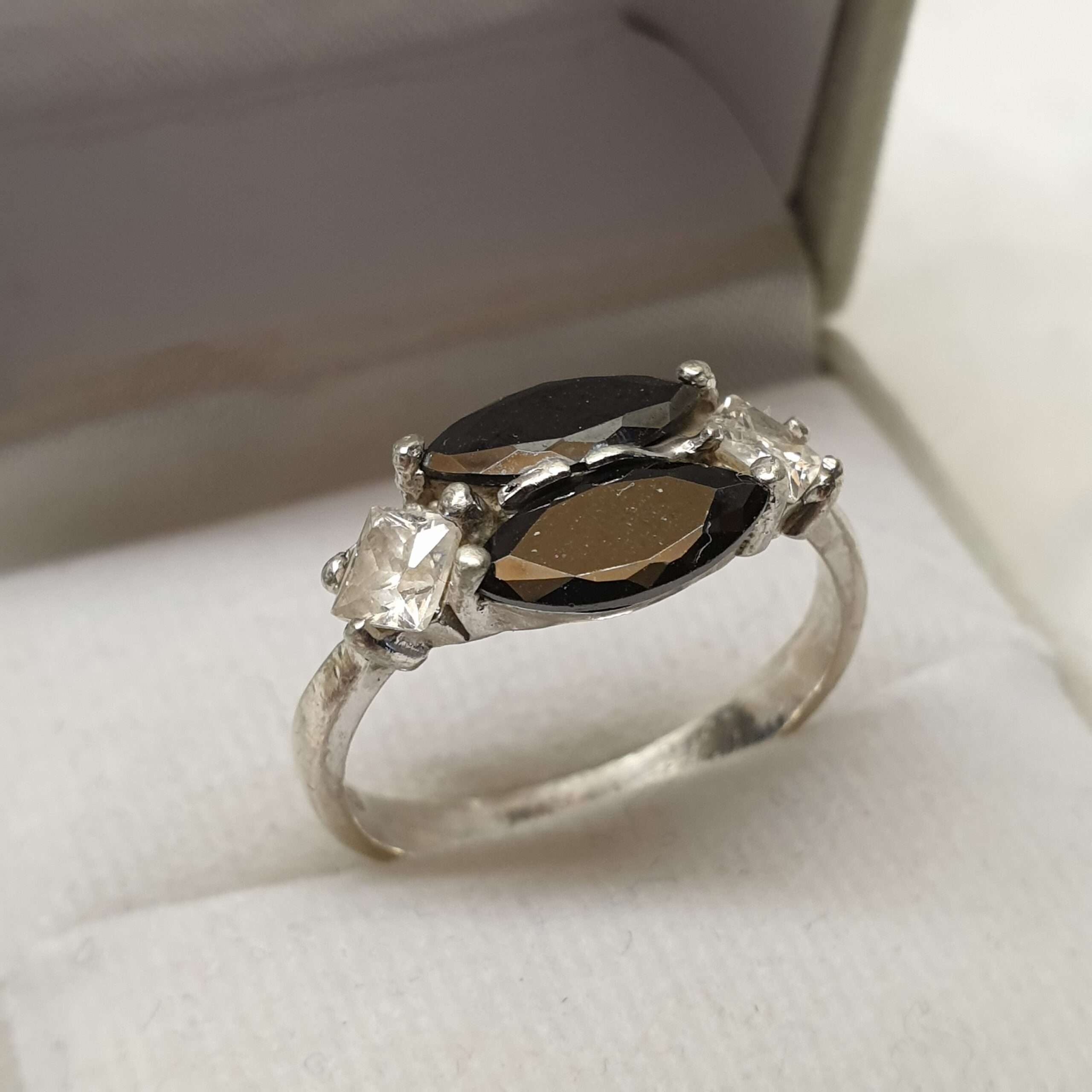 19,1 mm Design Ring Silber 925 Kristalle schwarz & klar edel Vintage SR1149 – Bild 4