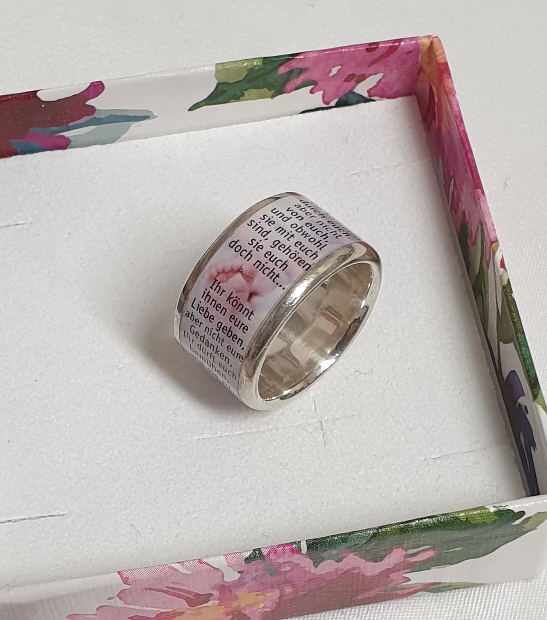 17,3 mm Shots Ring Silber 925 Grafik Design Fotoschmuck Spruch "Eure Kinder....." Vintage edel selten rar SR773 – Bild 3