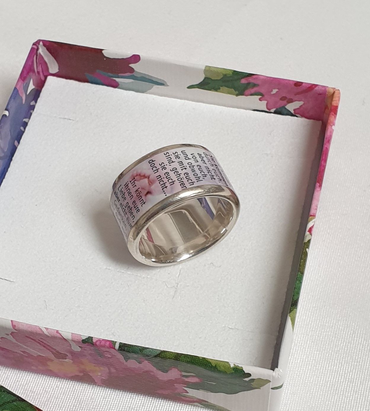 17,3 mm Shots Ring Silber 925 Grafik Design Fotoschmuck Spruch "Eure Kinder....." Vintage edel selten rar SR773 – Bild 4