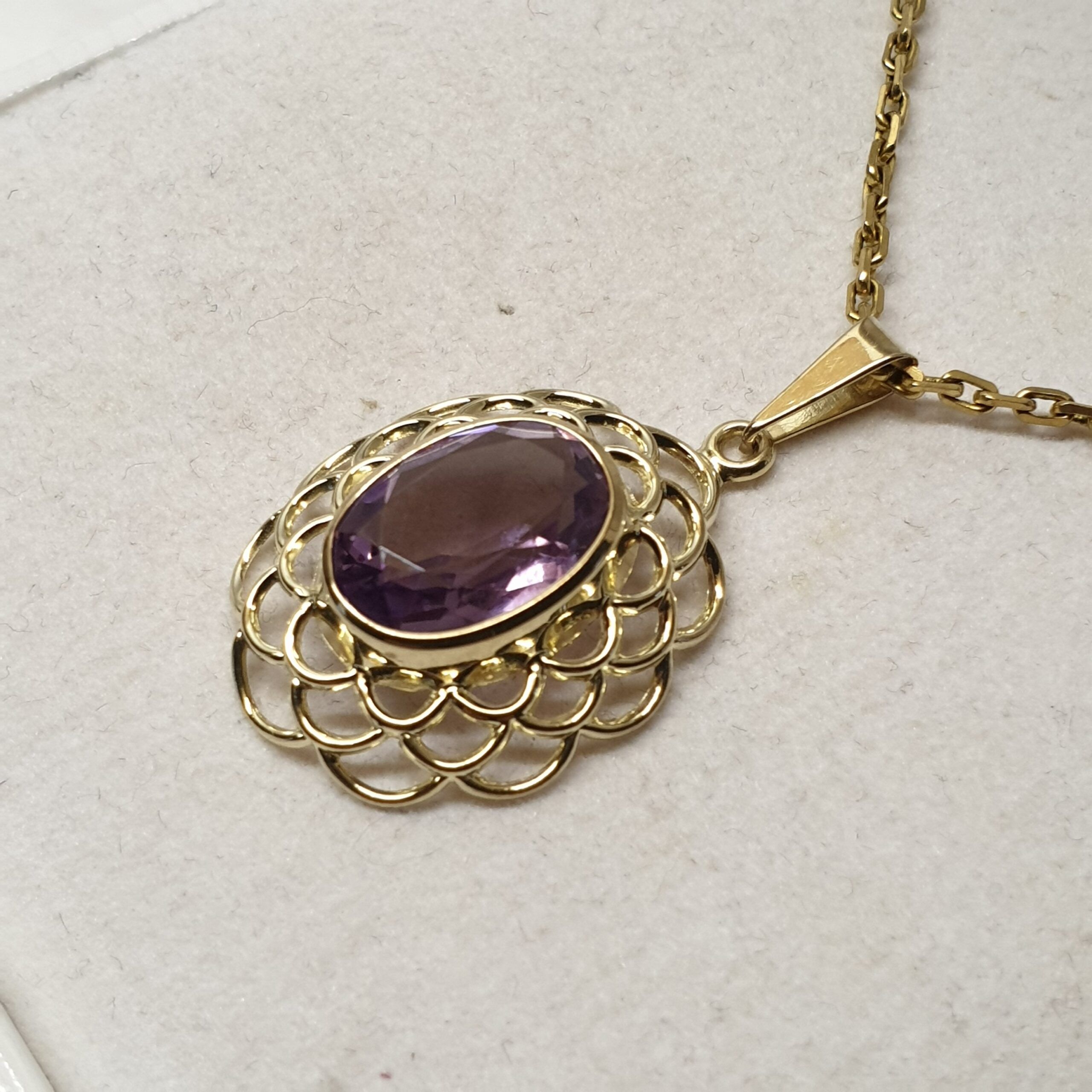 Goldanhänger Anhänger Gold 333 Amethyst Design Vintage elegant GAN154 – Bild 3