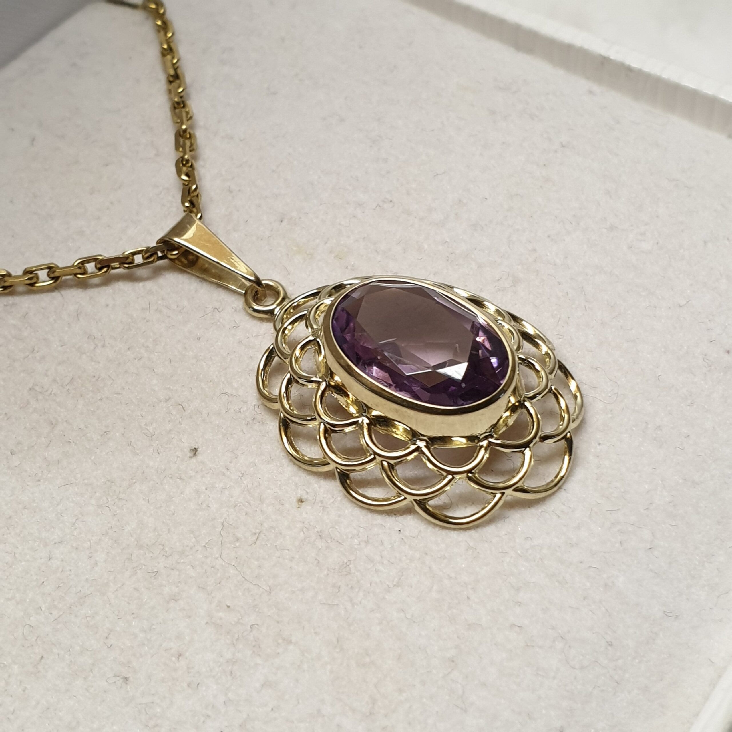 Goldanhänger Anhänger Gold 333 Amethyst Design Vintage elegant GAN154 – Bild 2