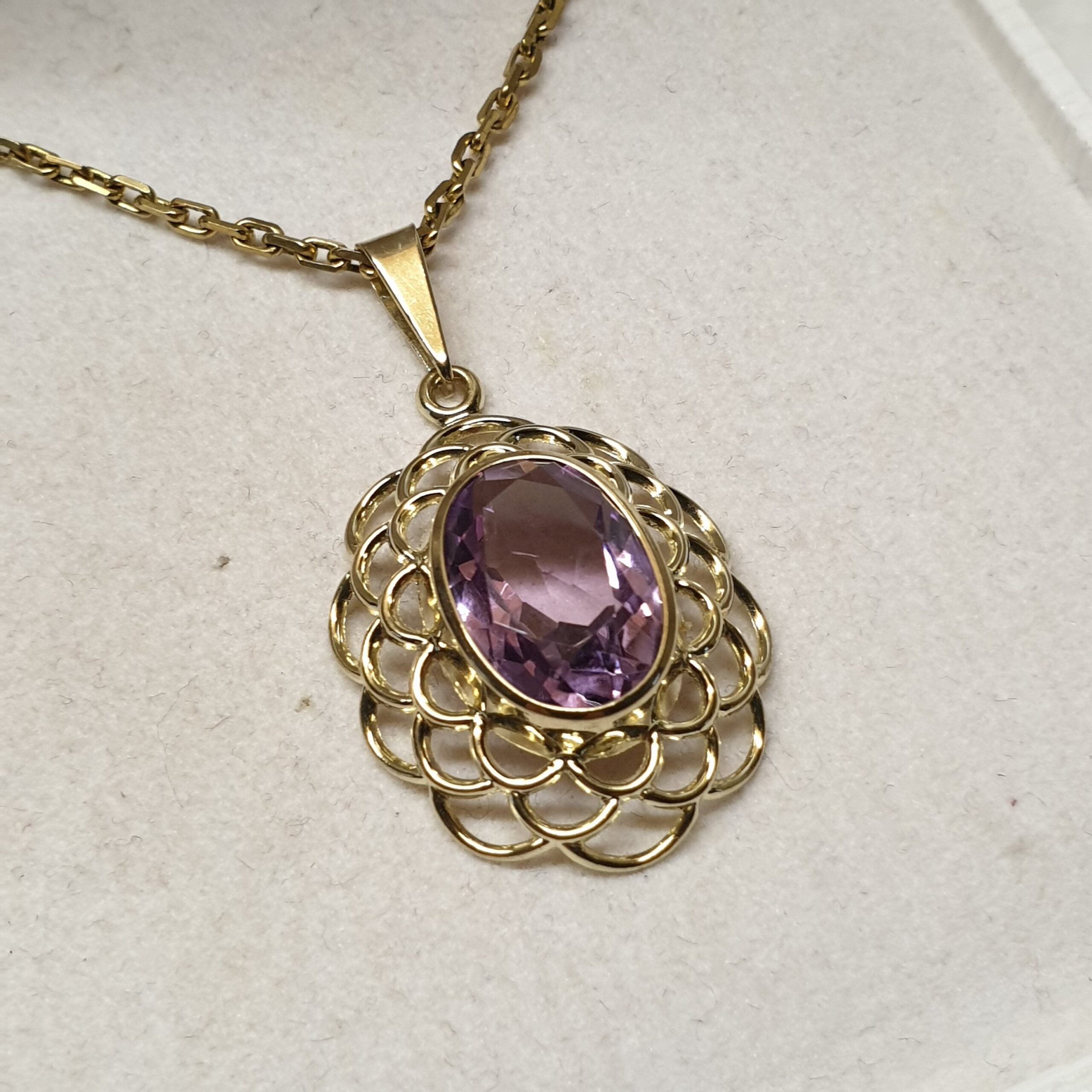 Goldanhänger Anhänger Gold 333 Amethyst Design Vintage elegant GAN154