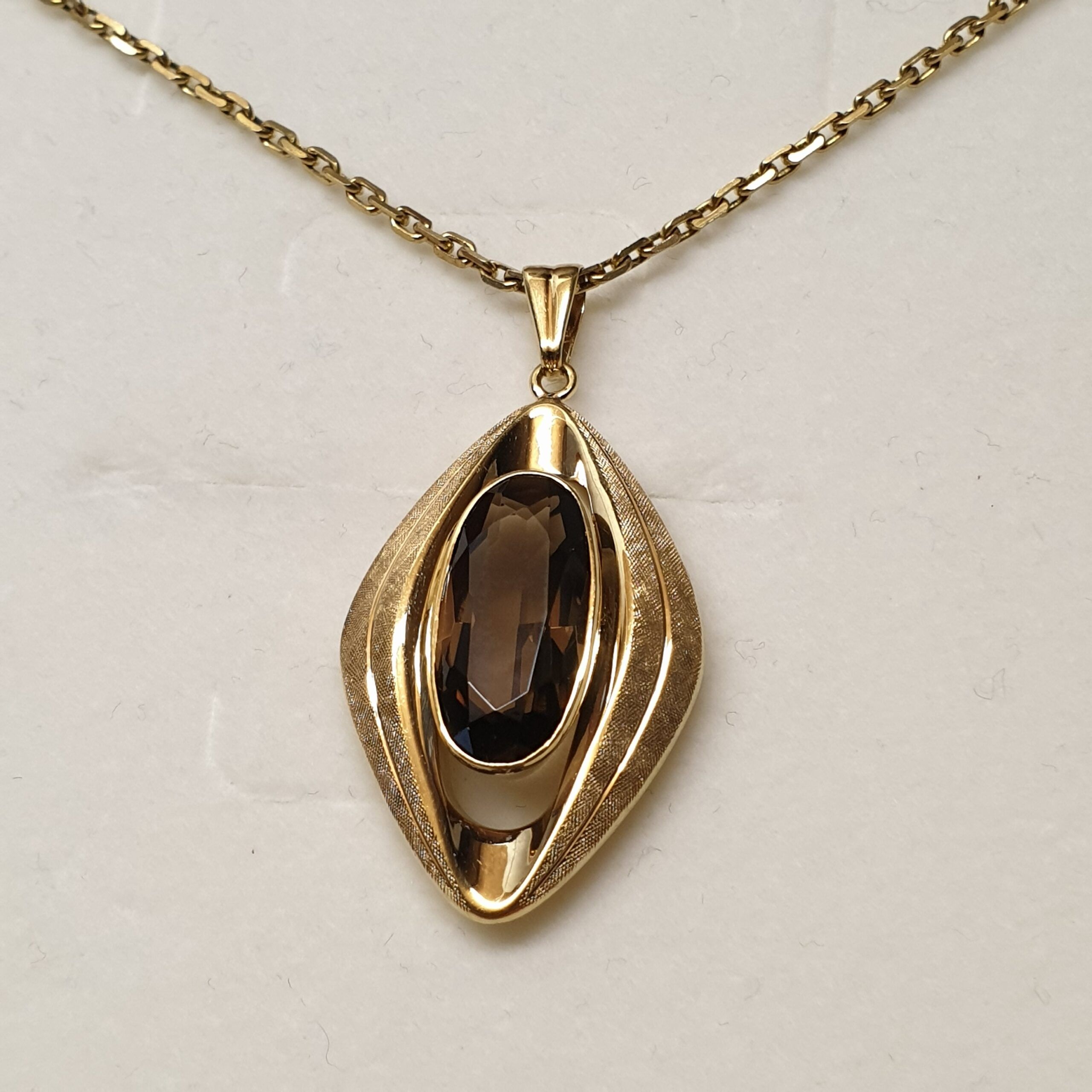 Design Goldanhänger Anhänger Gold 585 mit Smoky Quarz Rauchquarz Vintage Eleganz GAN157 – Bild 4