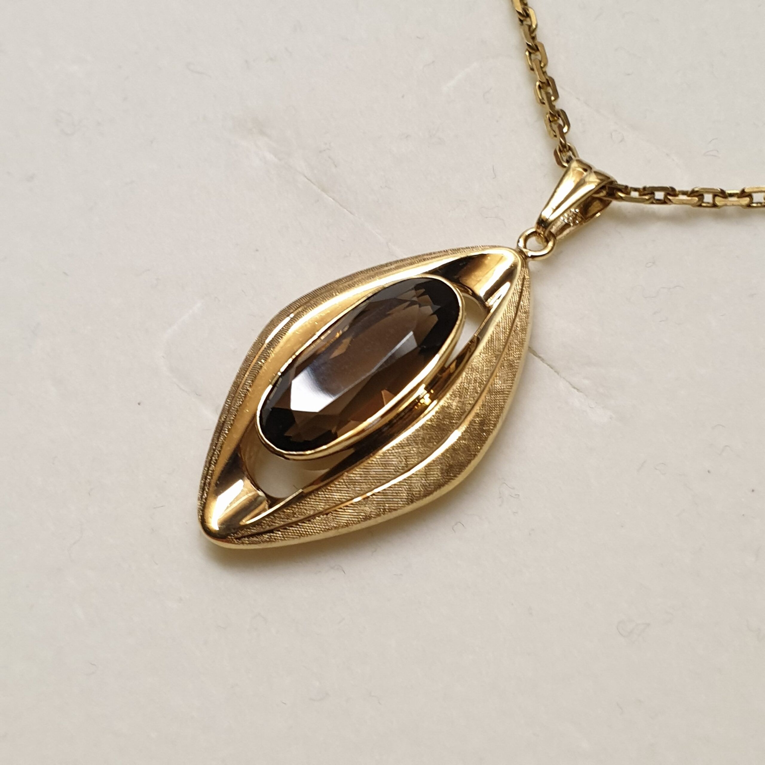 Design Goldanhänger Anhänger Gold 585 mit Smoky Quarz Rauchquarz Vintage Eleganz GAN157 – Bild 3